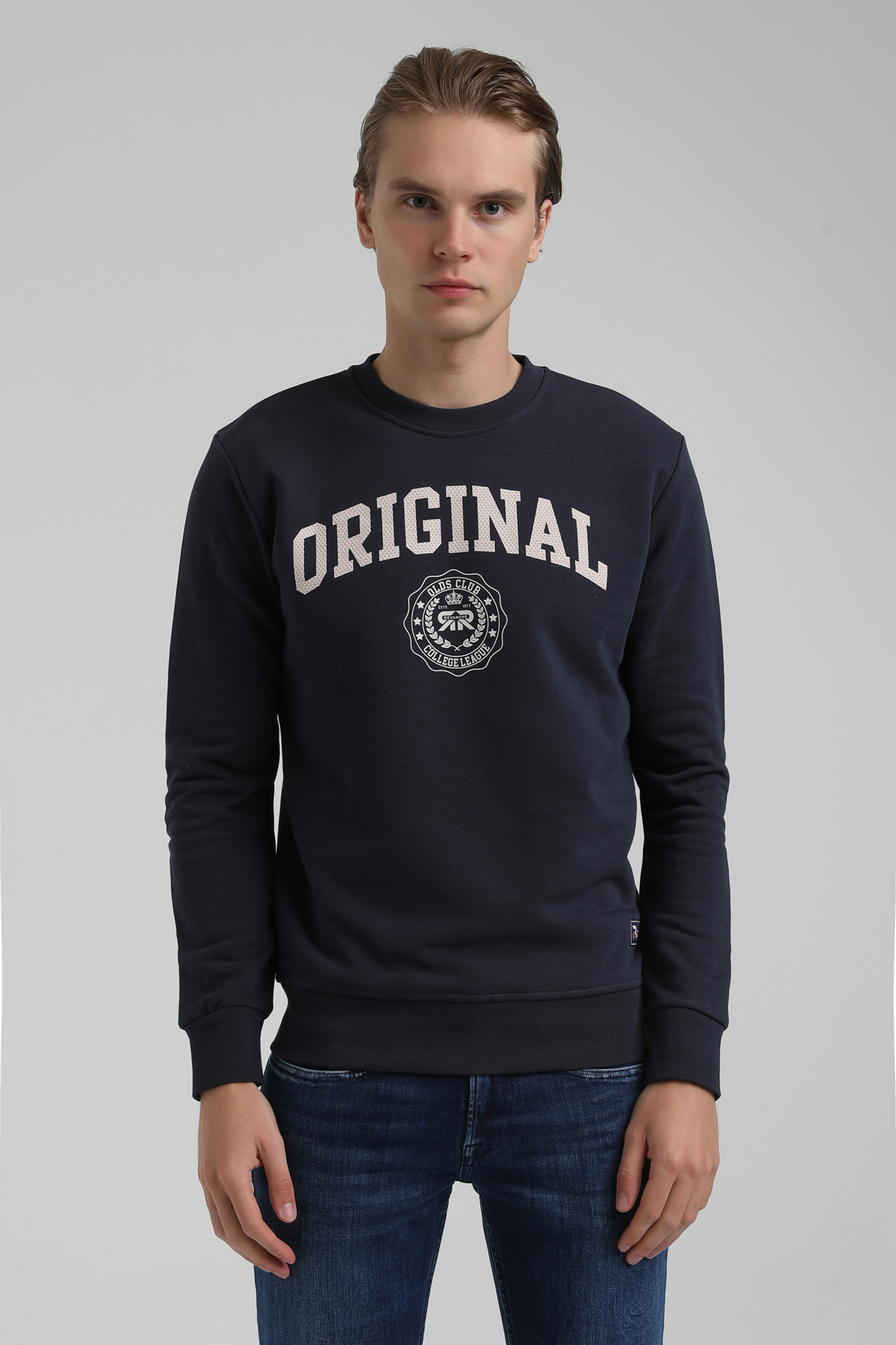 New World Polo Bisiklet Yaka Lacivert Regular Sweatshirt 22FWM60132