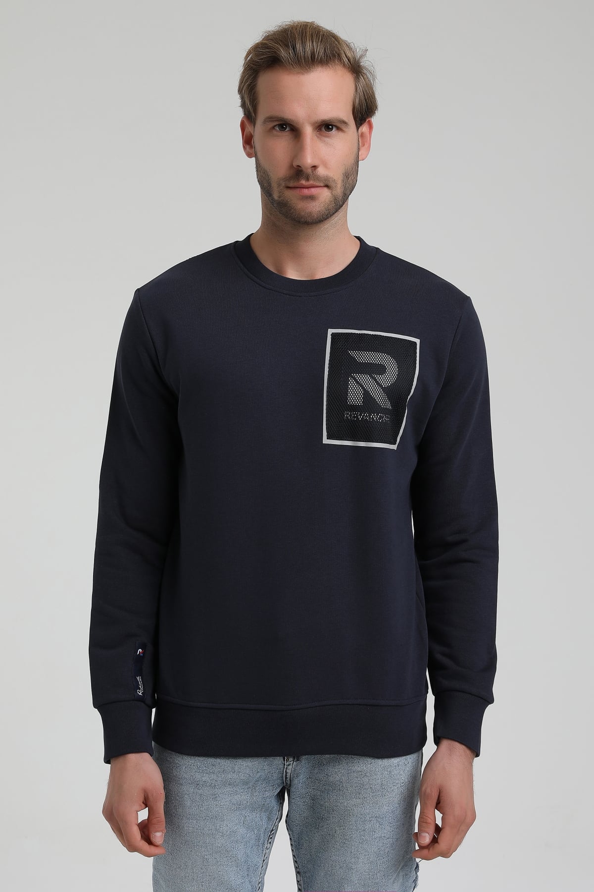 New World Polo Bisiklet Yaka Lacivert Slim Fit Sweatshirt 22FWM60119