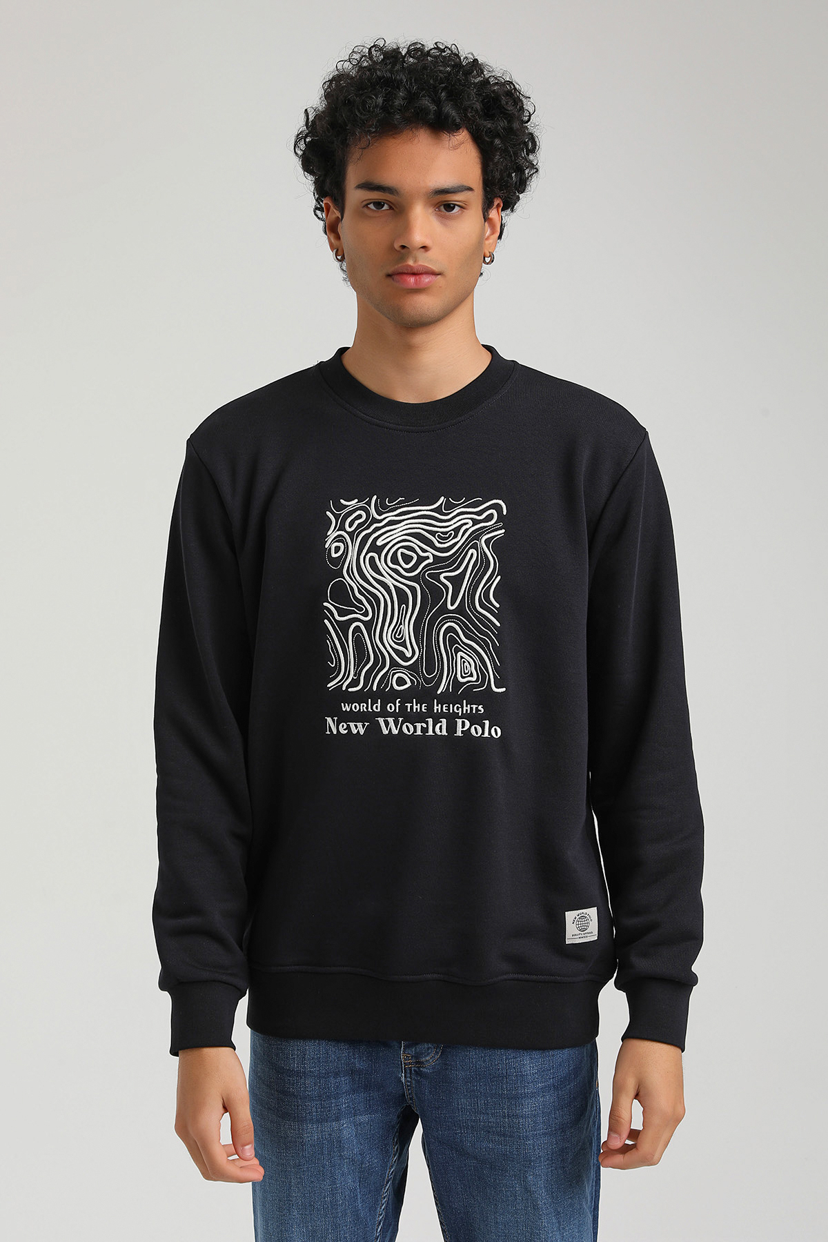 New World Polo Bisiklet Yaka Lacivert Slim Fit Sweatshirt 23FWM60153