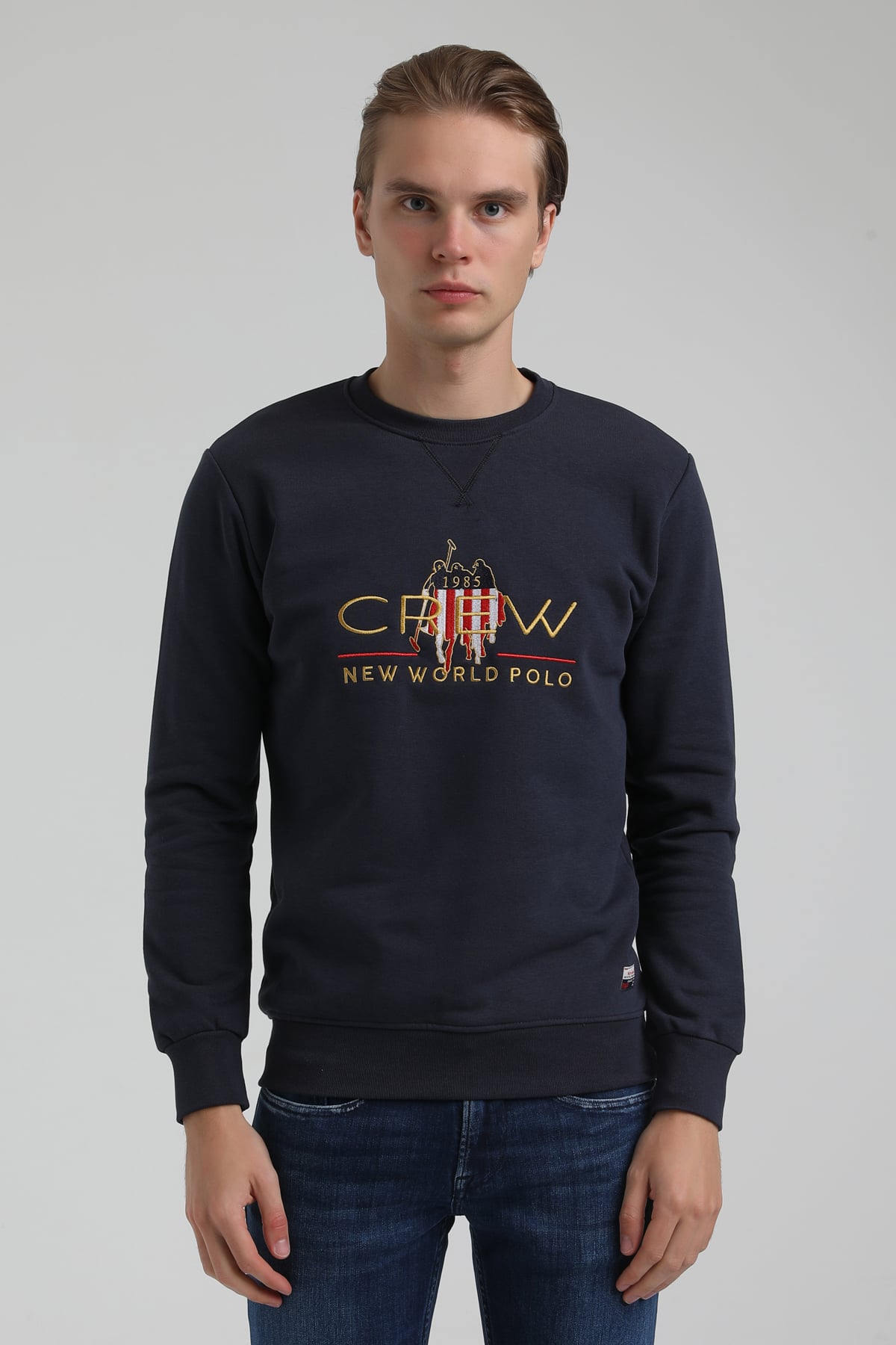 New World Polo Bisiklet Yaka Lacivert Regular Sweatshirt 22FWM60116