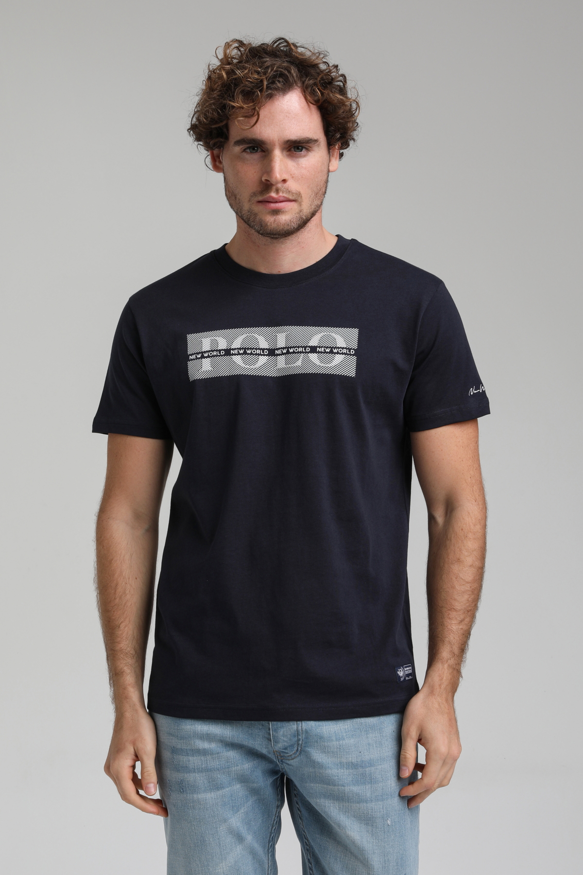 New World Polo Bisiklet Yaka Lacivert Slim Fit Tişört 23SSM20297