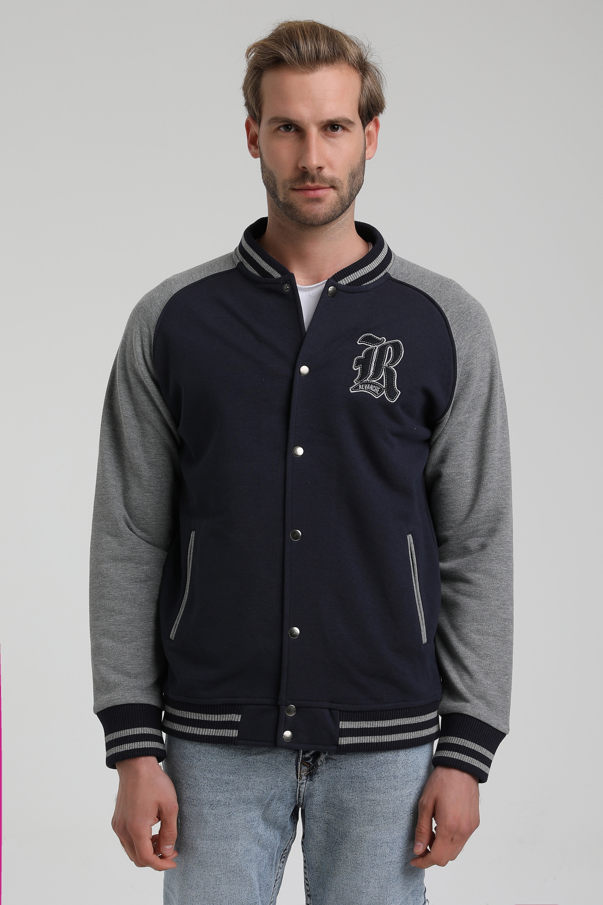 New World Polo Bisiklet Yaka Lacivert Slim Fit Sweatshirt 22FWM60131