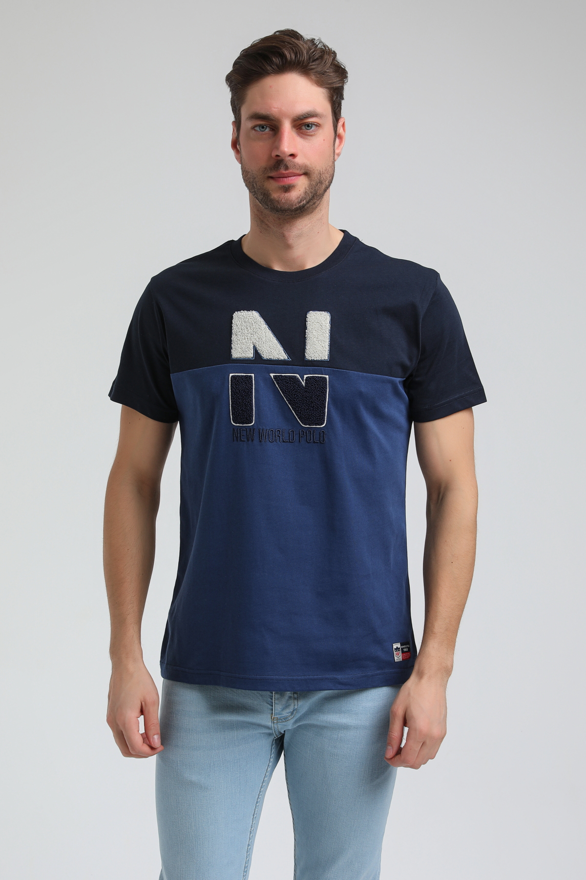 New World Polo Bisiklet Yaka Lacivert Slim Fit Tişört 23SSM20316