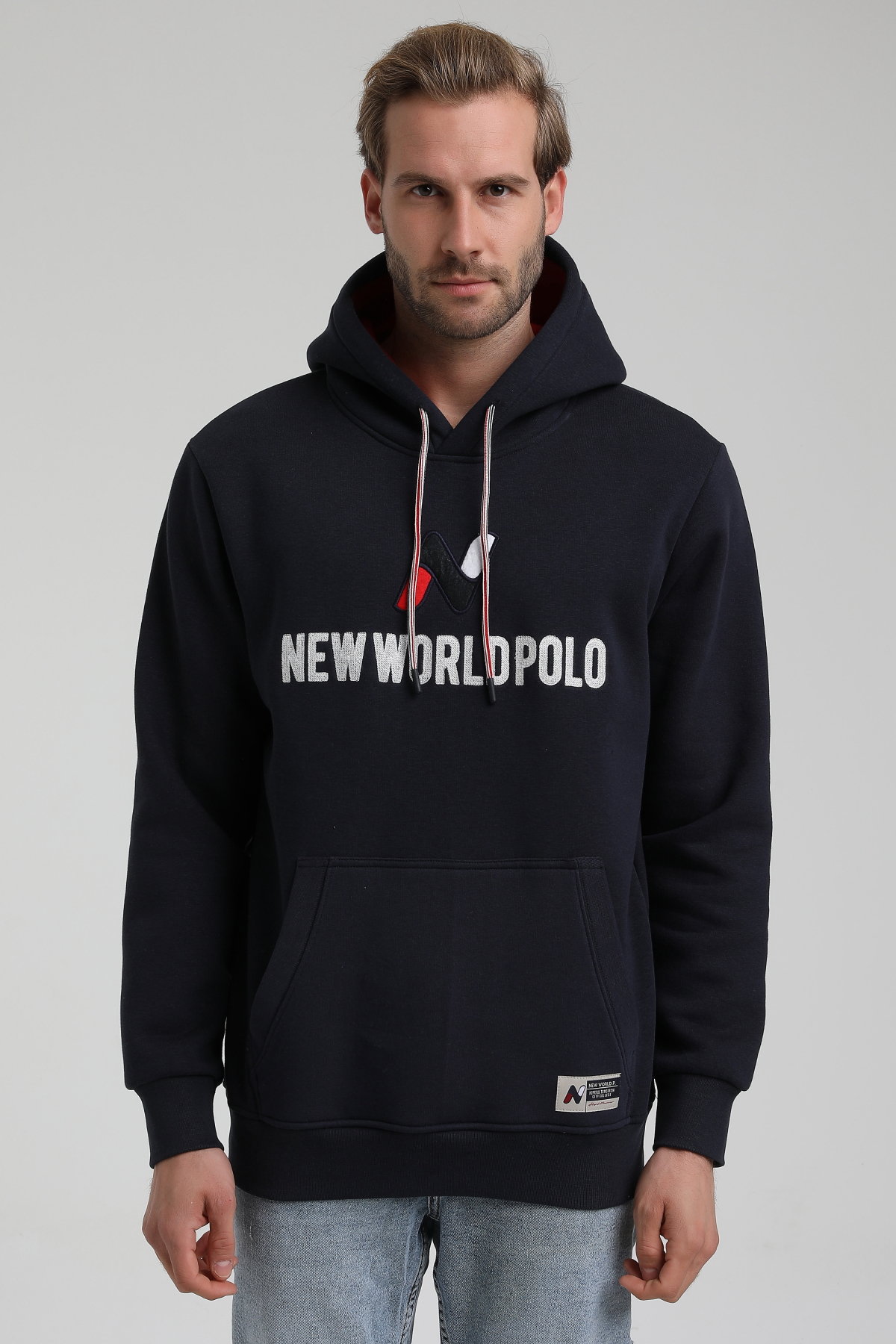 New World Polo Bisiklet Yaka Lacivert Slim Fit Sweatshirt 22FWM64032