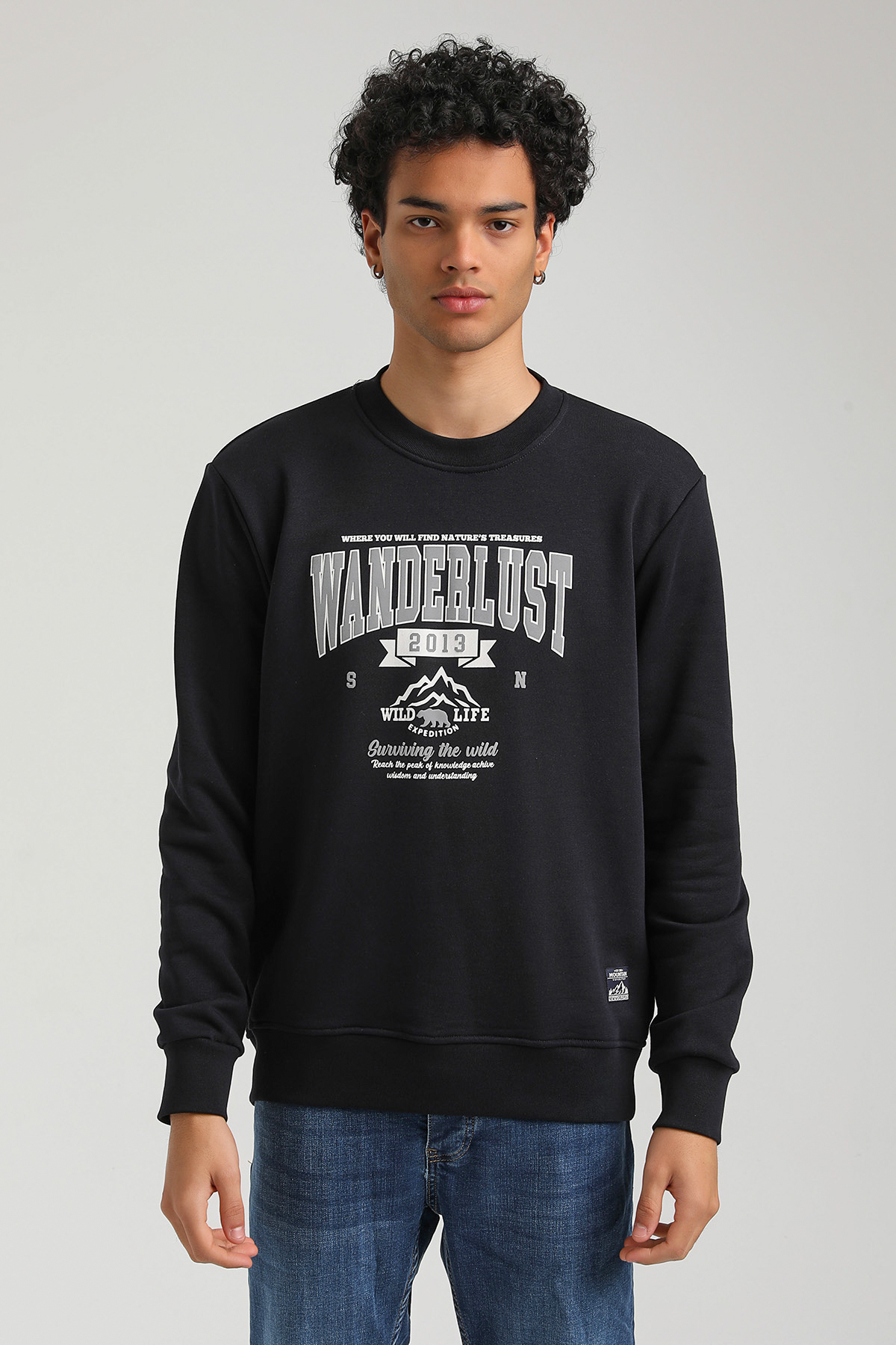 New World Polo Bisiklet Yaka Lacivert Slim Fit Sweatshirt 23FWM60146