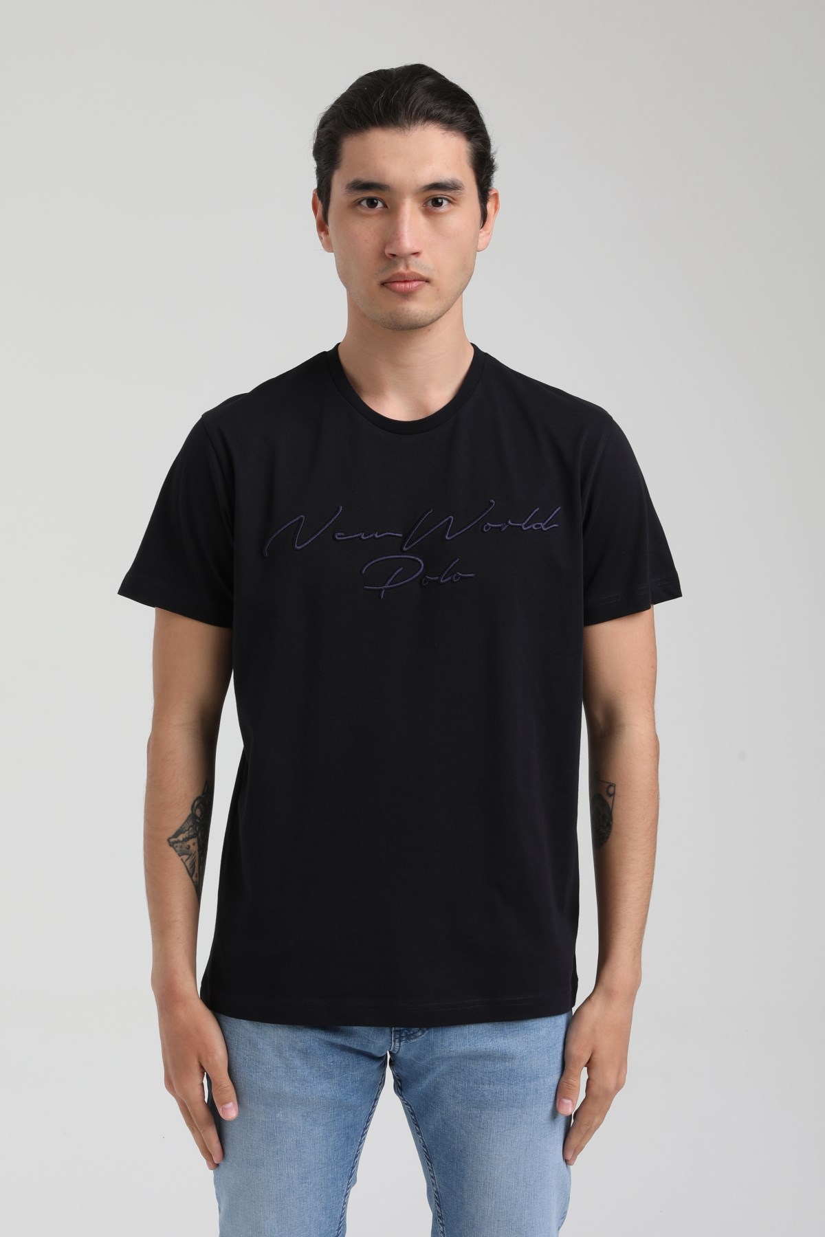 New World Polo Bisiklet Yaka Lacivert Slim Fit Tişört 22.01.T4.003
