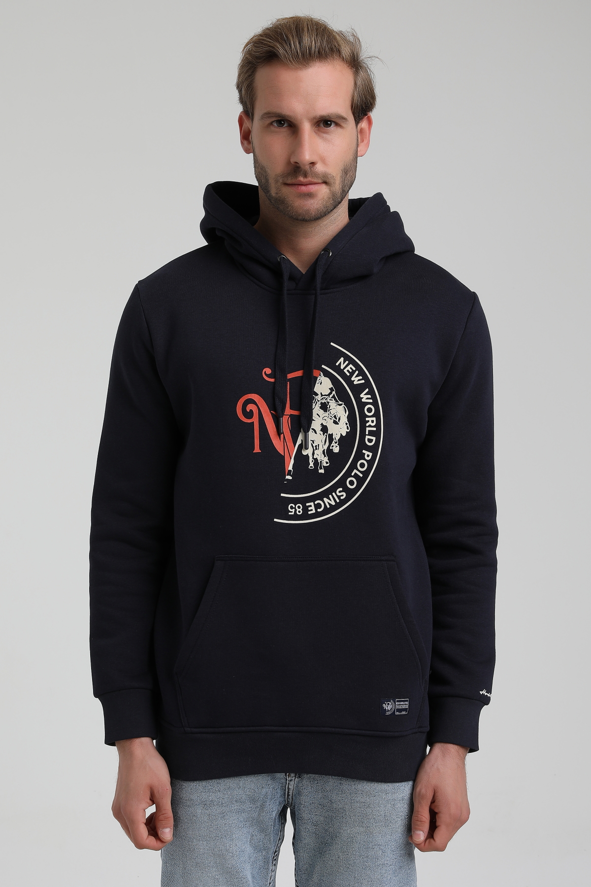 New World Polo Bisiklet Yaka Lacivert Slim Fit Sweatshirt 22FWM64030