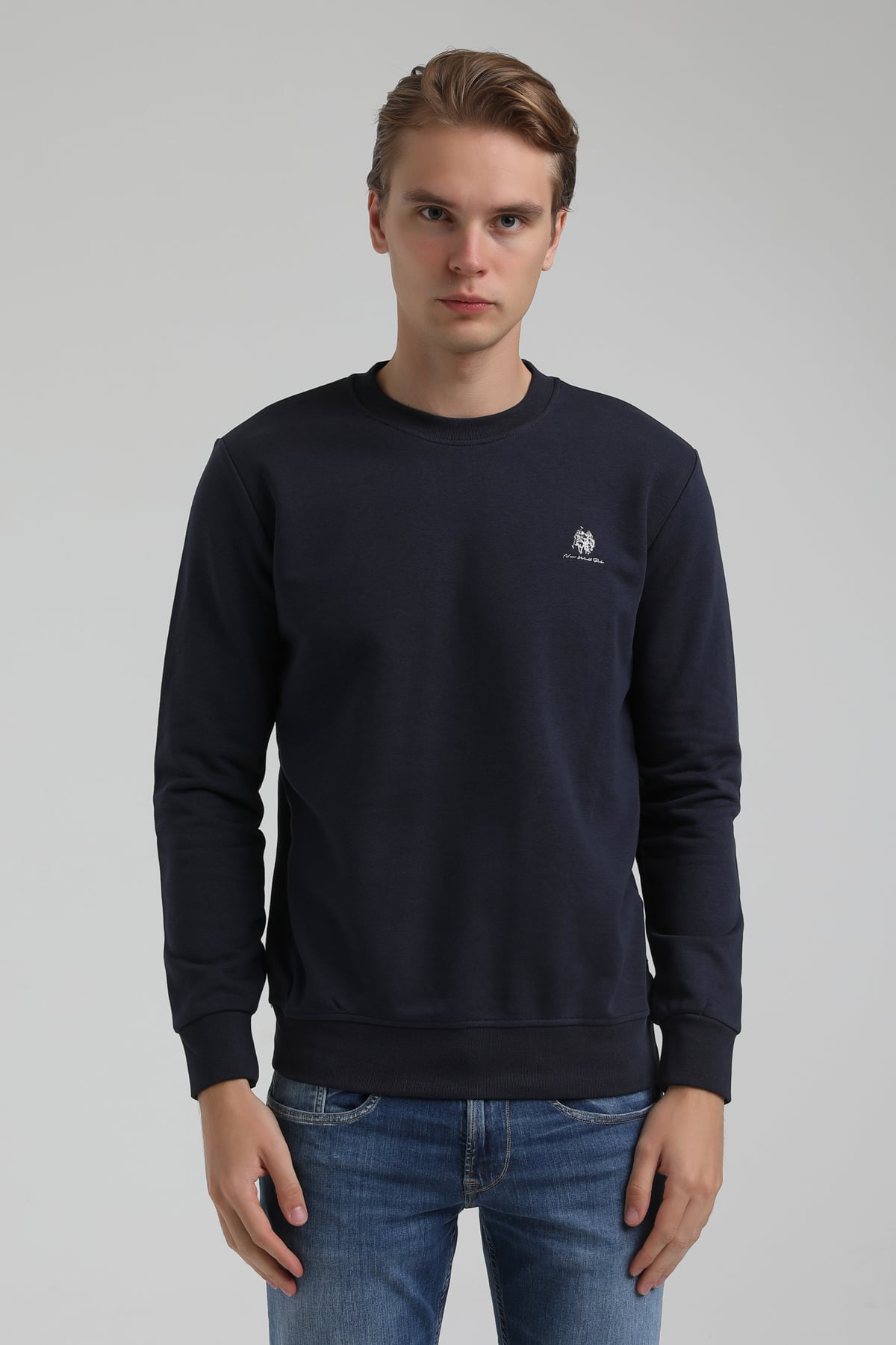 New World Polo Bisiklet Yaka Lacivert Regular Sweatshirt 22FWM60115