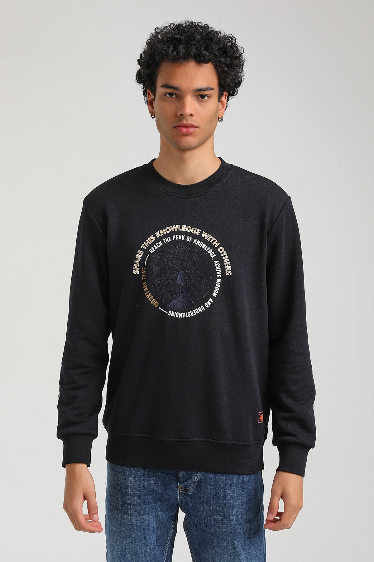 New World Polo Bisiklet Yaka Lacivert Slim Fit Sweatshirt 23FWM60147