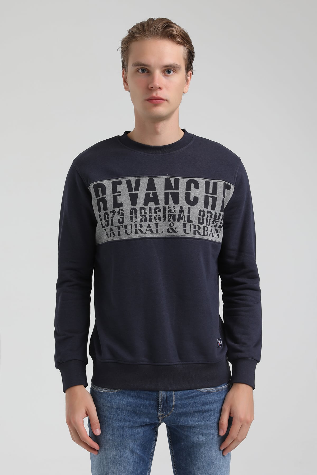 New World Polo Bisiklet Yaka Lacivert Regular Sweatshirt 22FWM60130