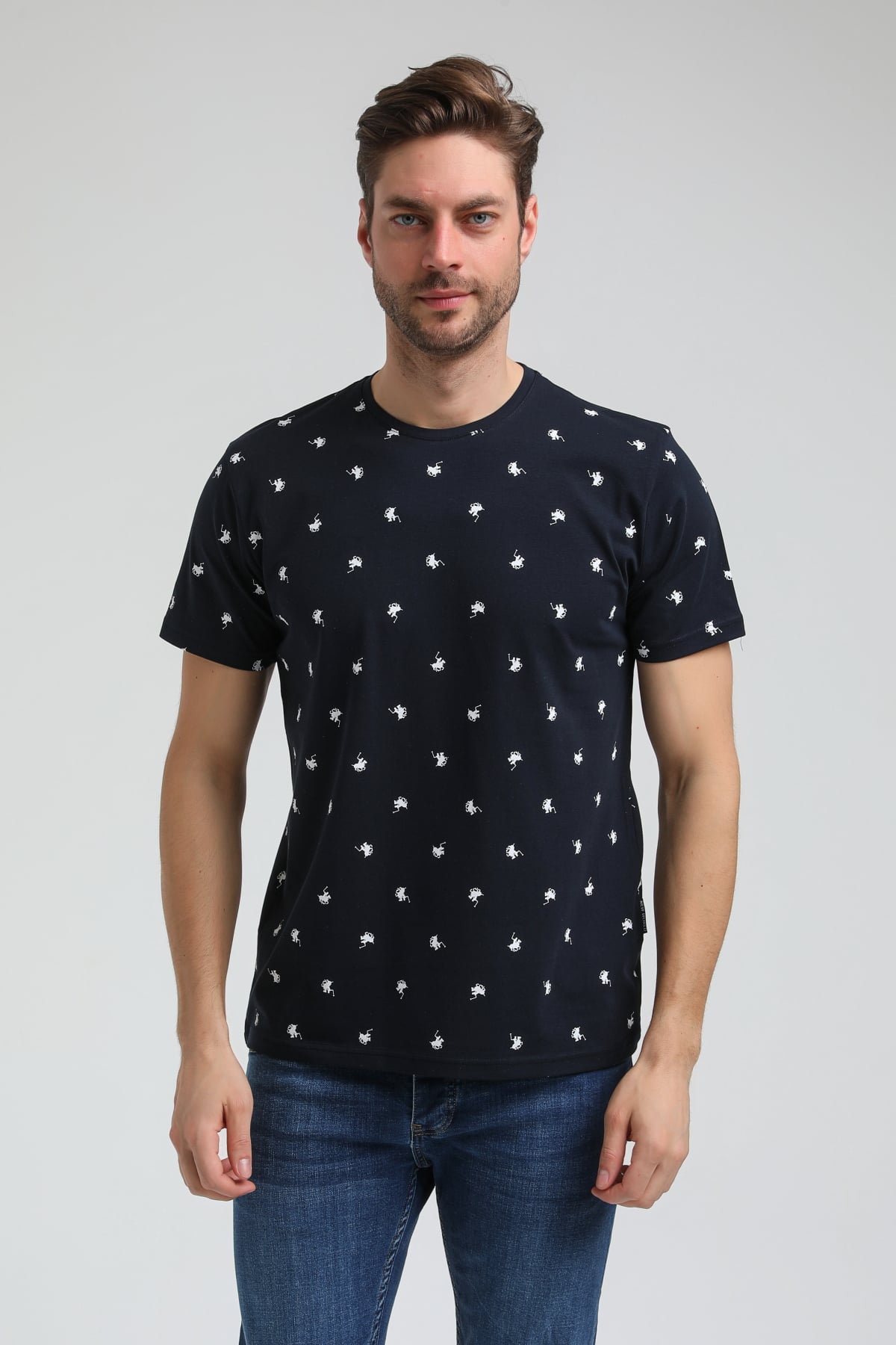 New World Polo Bisiklet Yaka Lacivert Slim Fit Tişört 23SSM20357