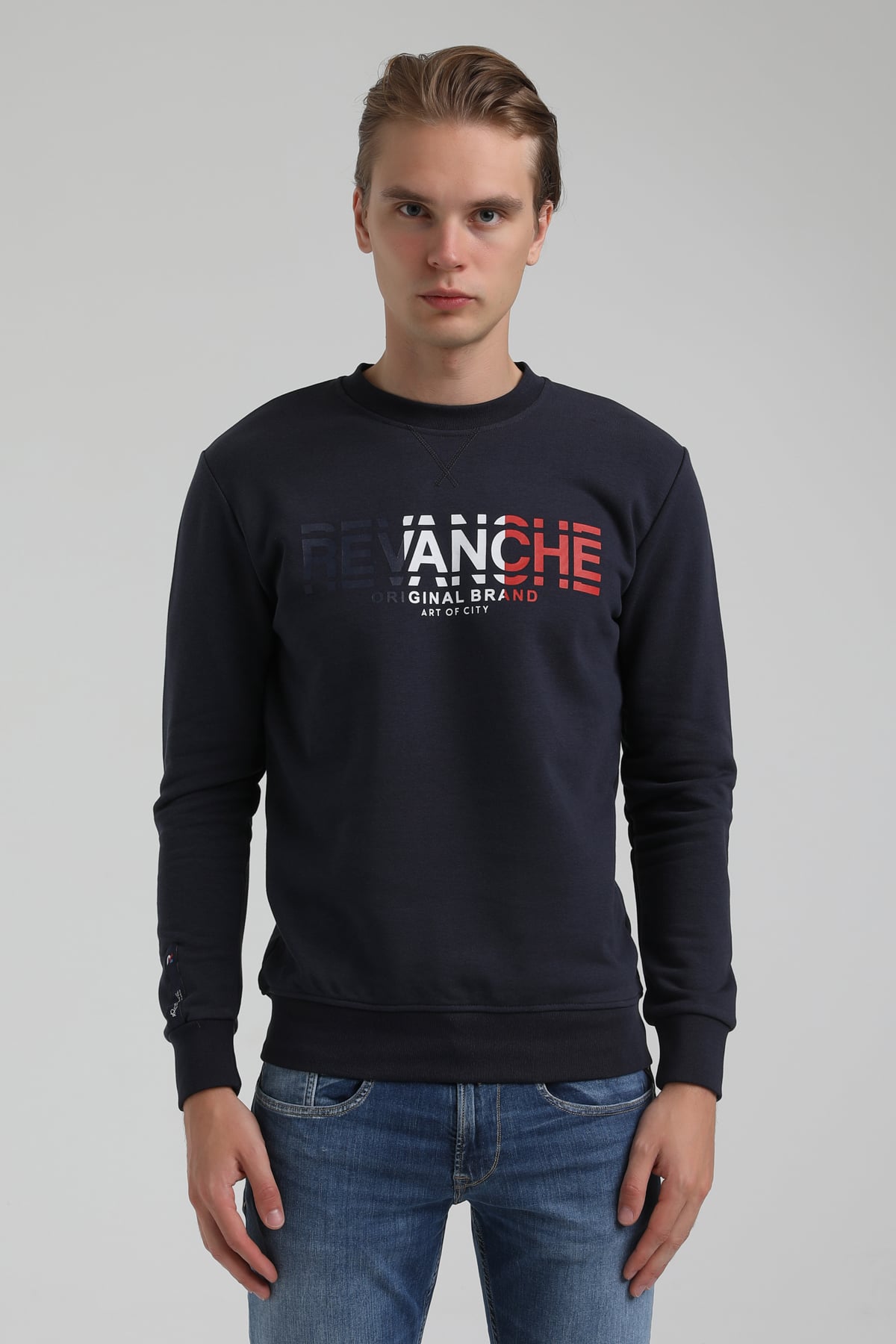 New World Polo Bisiklet Yaka Lacivert Regular Sweatshirt 22FWM60123