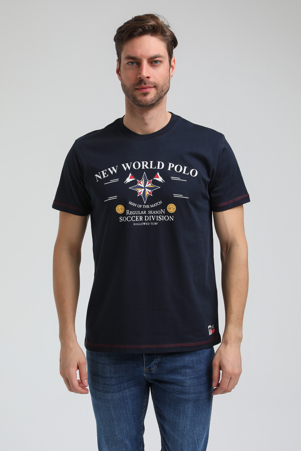 New World Polo Bisiklet Yaka Lacivert Slim Fit Tişört 23SSM20318