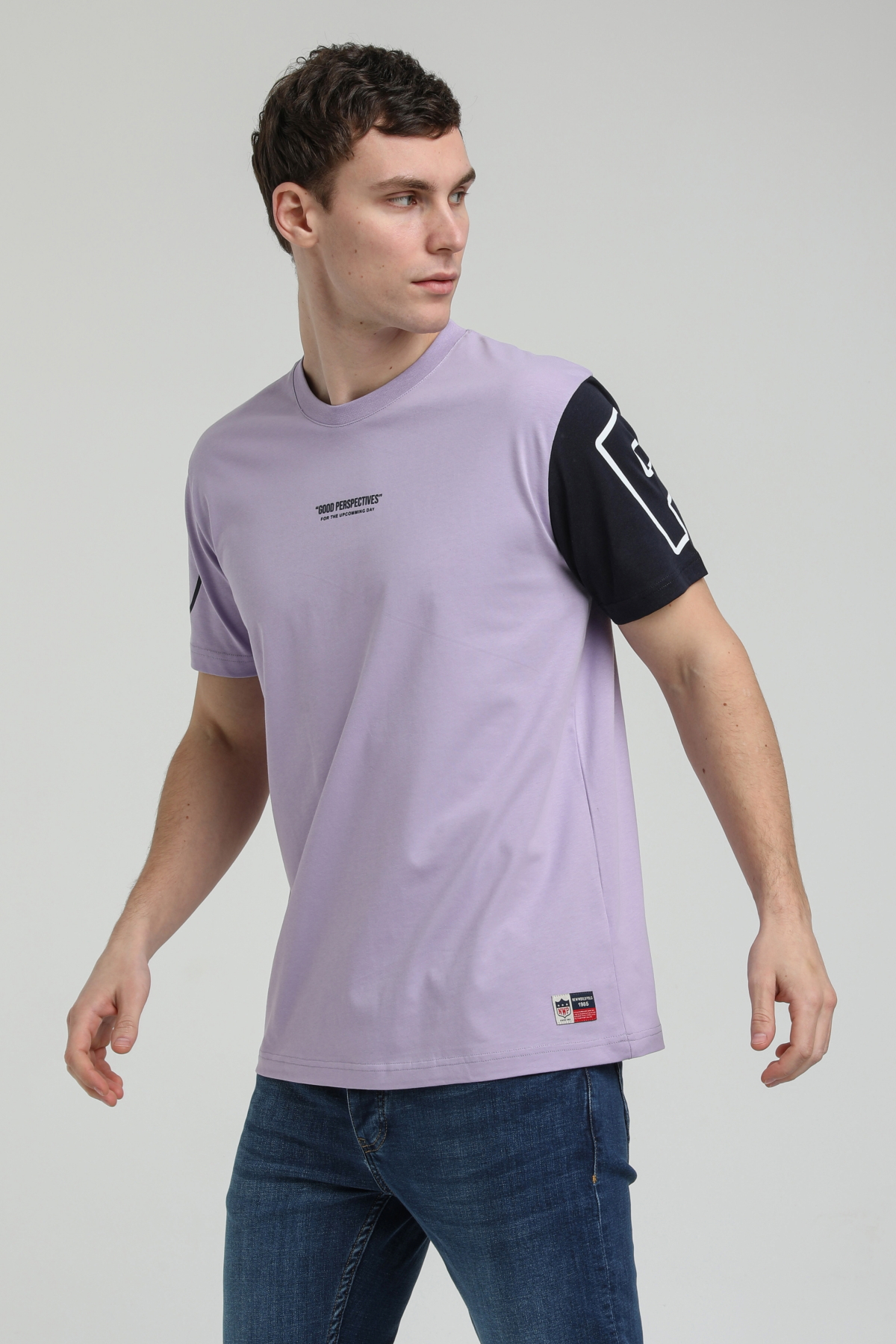 New World Polo Bisiklet Yaka Lila Slim Fit Tişört 23SSM20326