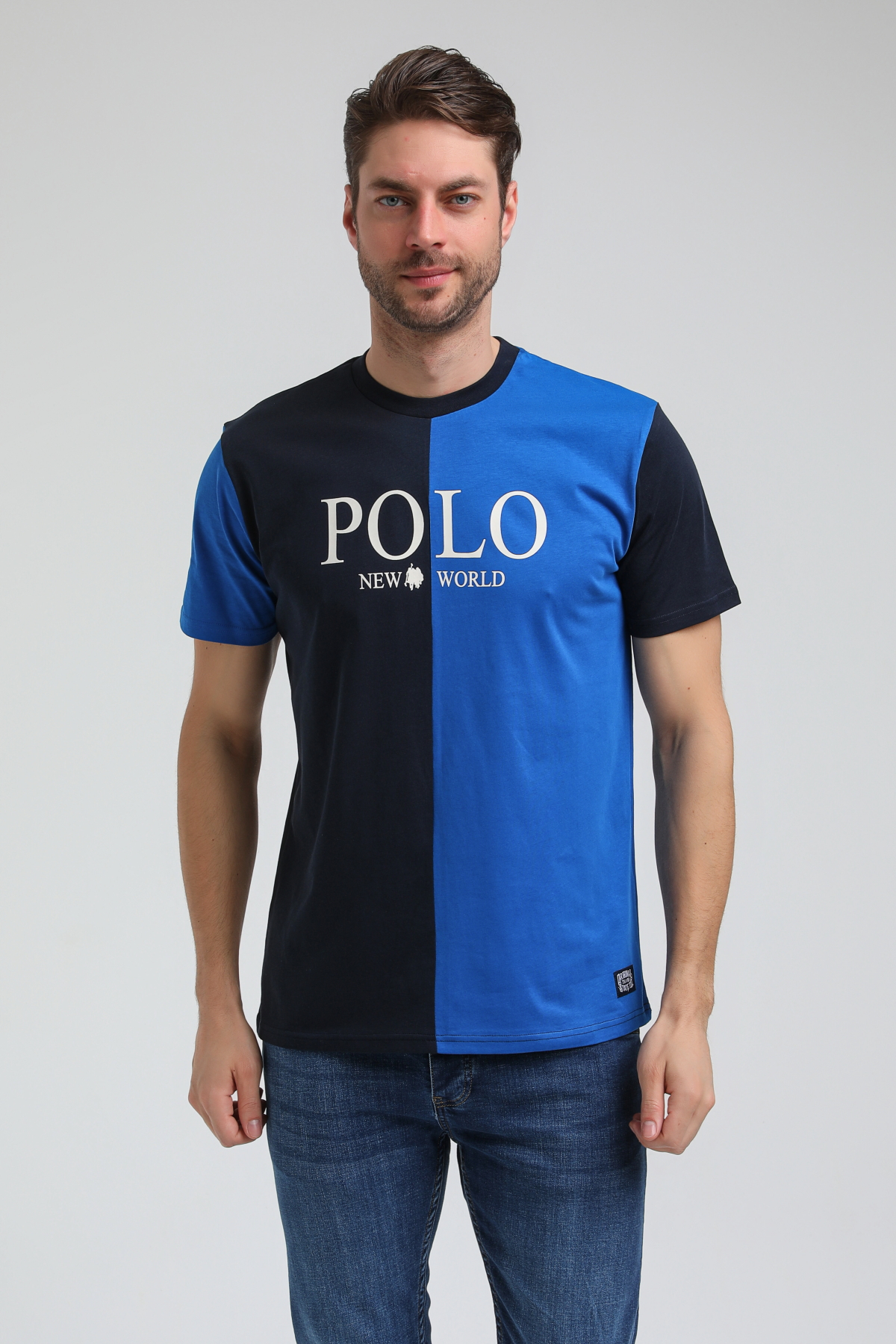 New World Polo Bisiklet Yaka Saks Slim Fit Tişört 23SSM20320