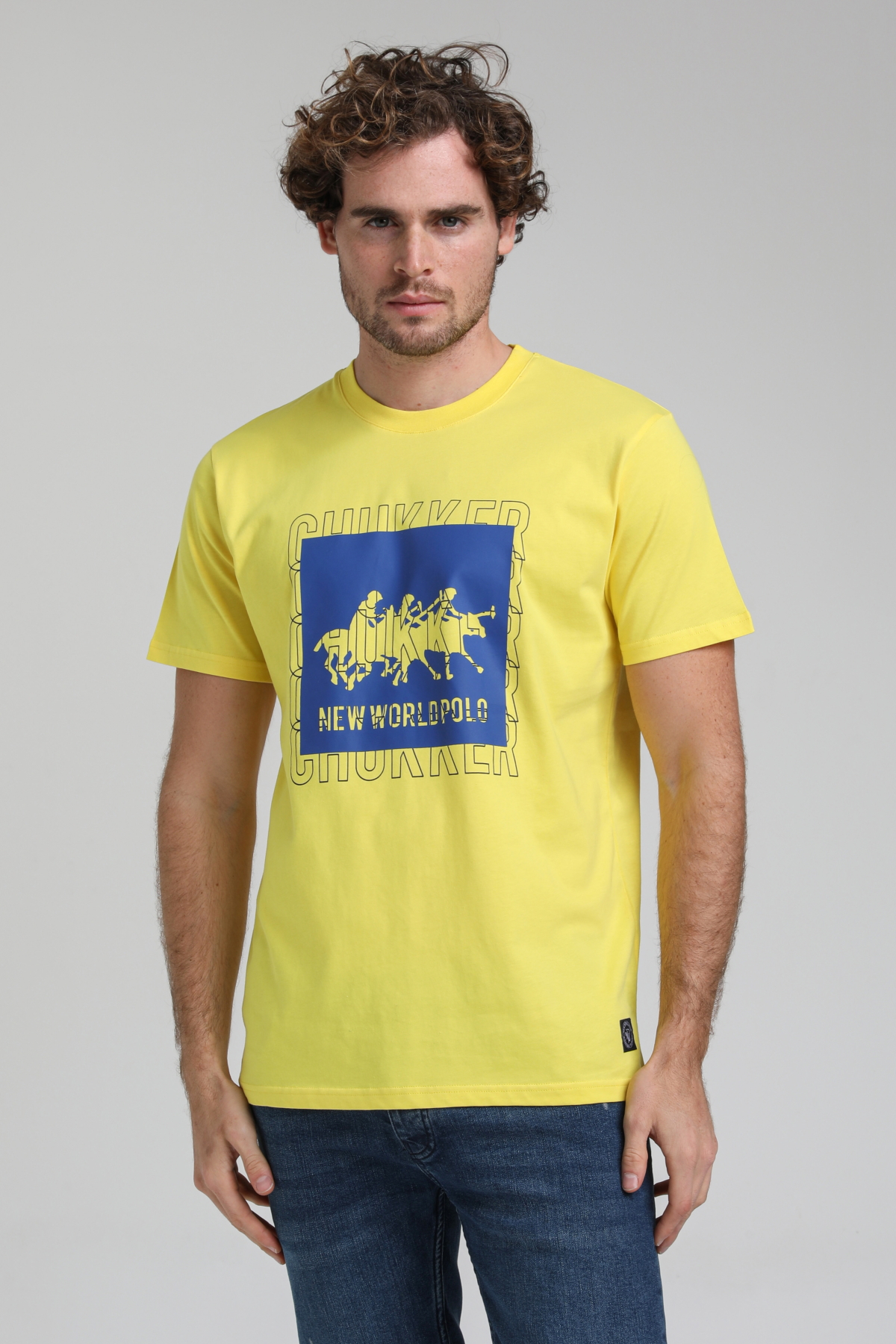 New World Polo Bisiklet Yaka Sarı Slim Fit Tişört 23SSM20295