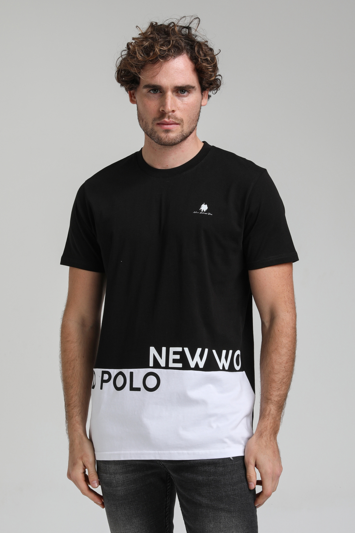 New World Polo Bisiklet Yaka Siyah Slim Fit Tişört 23SSM20310
