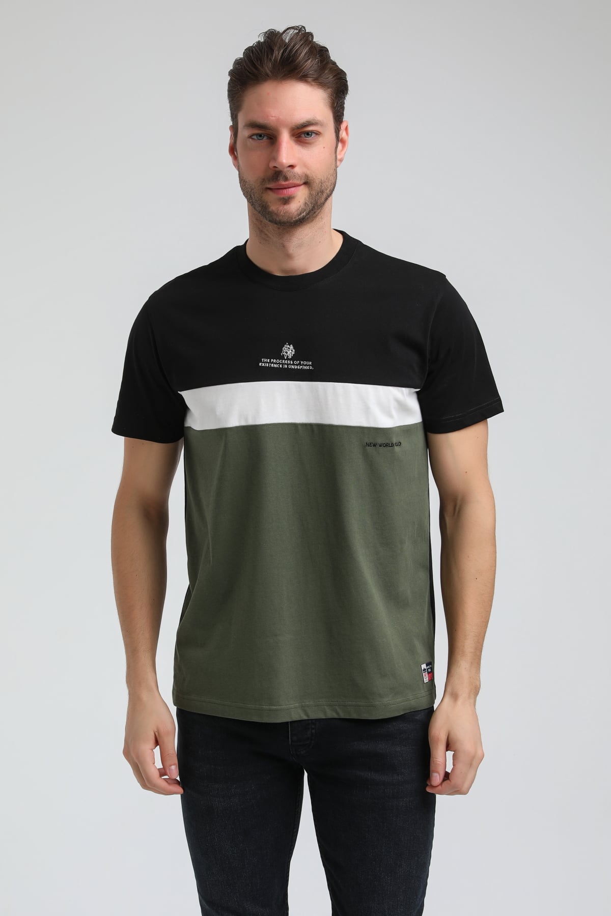 New World Polo Bisiklet Yaka Siyah Slim Fit Tişört 23SSM20319