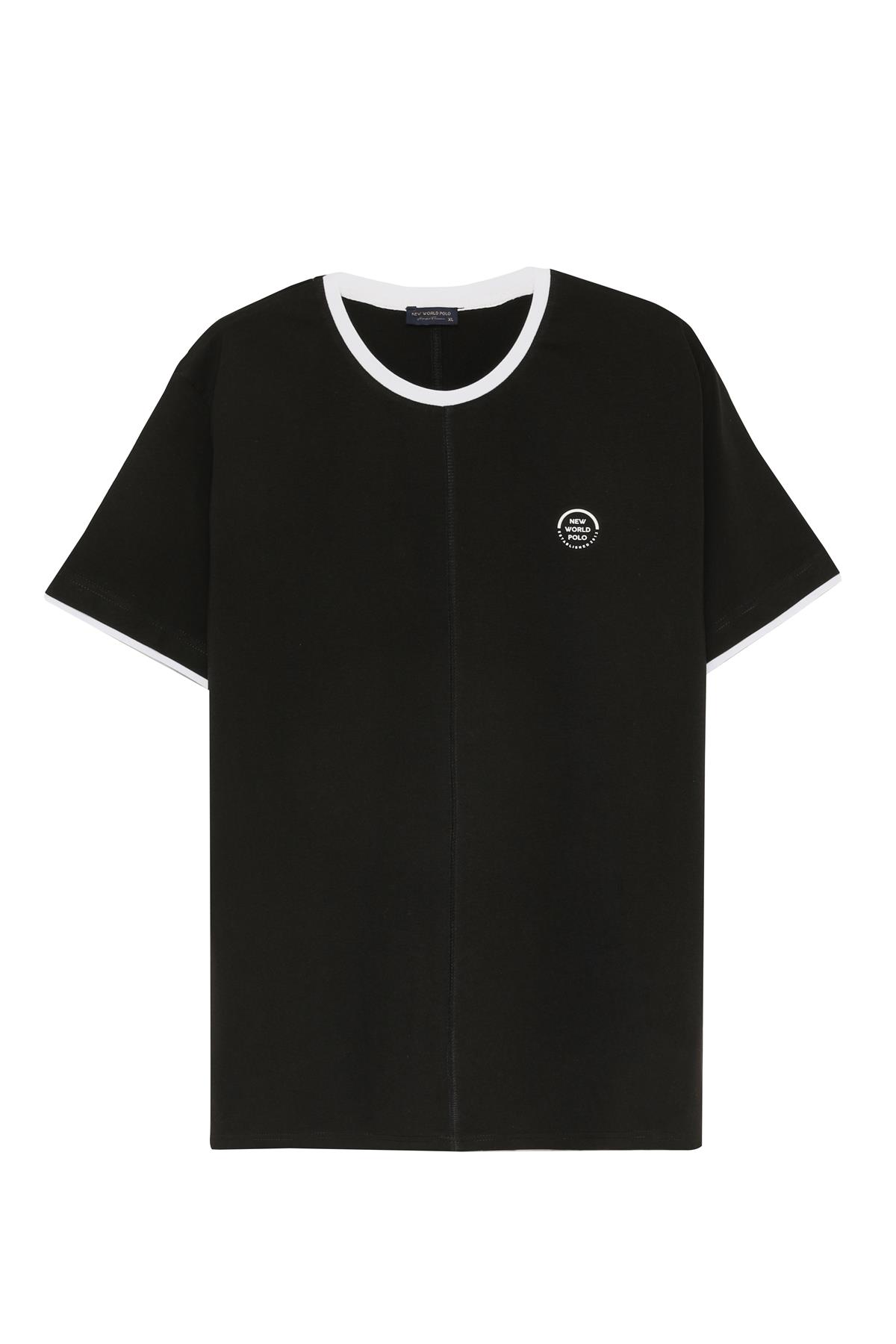 New World Polo Bisiklet Yaka Siyah Slim Fit Tişört 23SSM20359