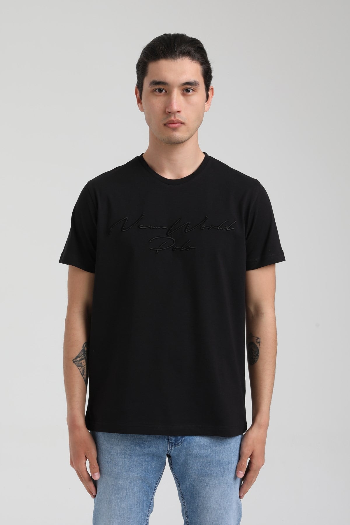 New World Polo Bisiklet Yaka Siyah Slim Fit Tişört 22.01.T4.003