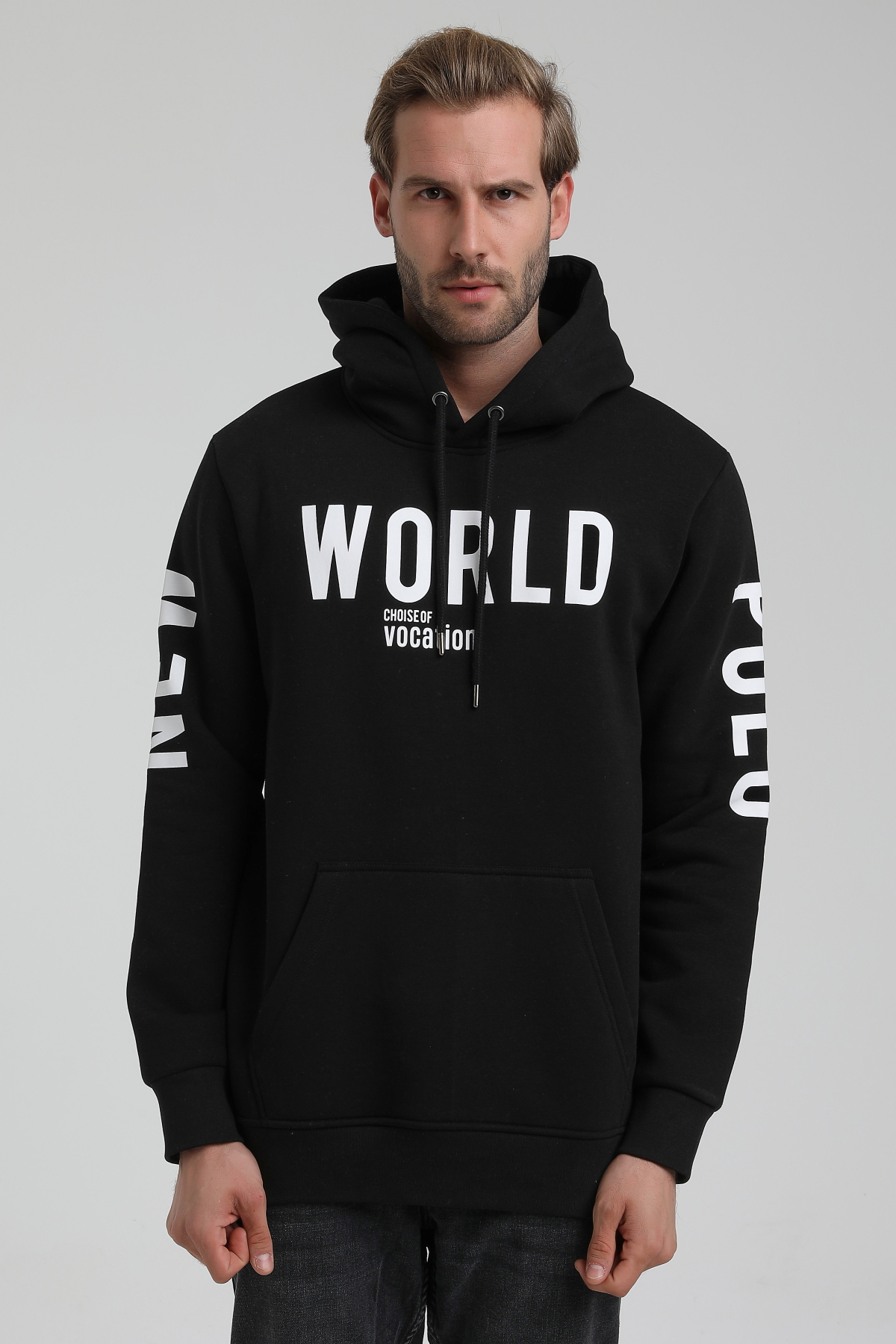 New World Polo Bisiklet Yaka Siyah Slim Fit Sweatshirt 22FWM64035