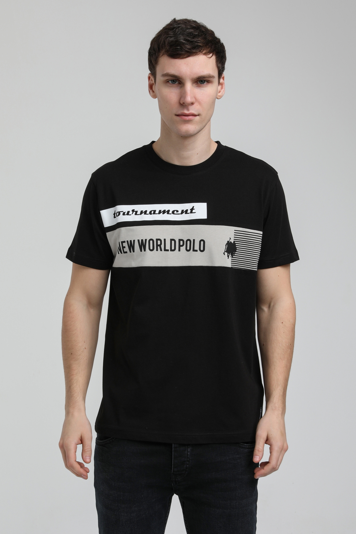 New World Polo Bisiklet Yaka Siyah Slim Fit Tişört 23SSM20325