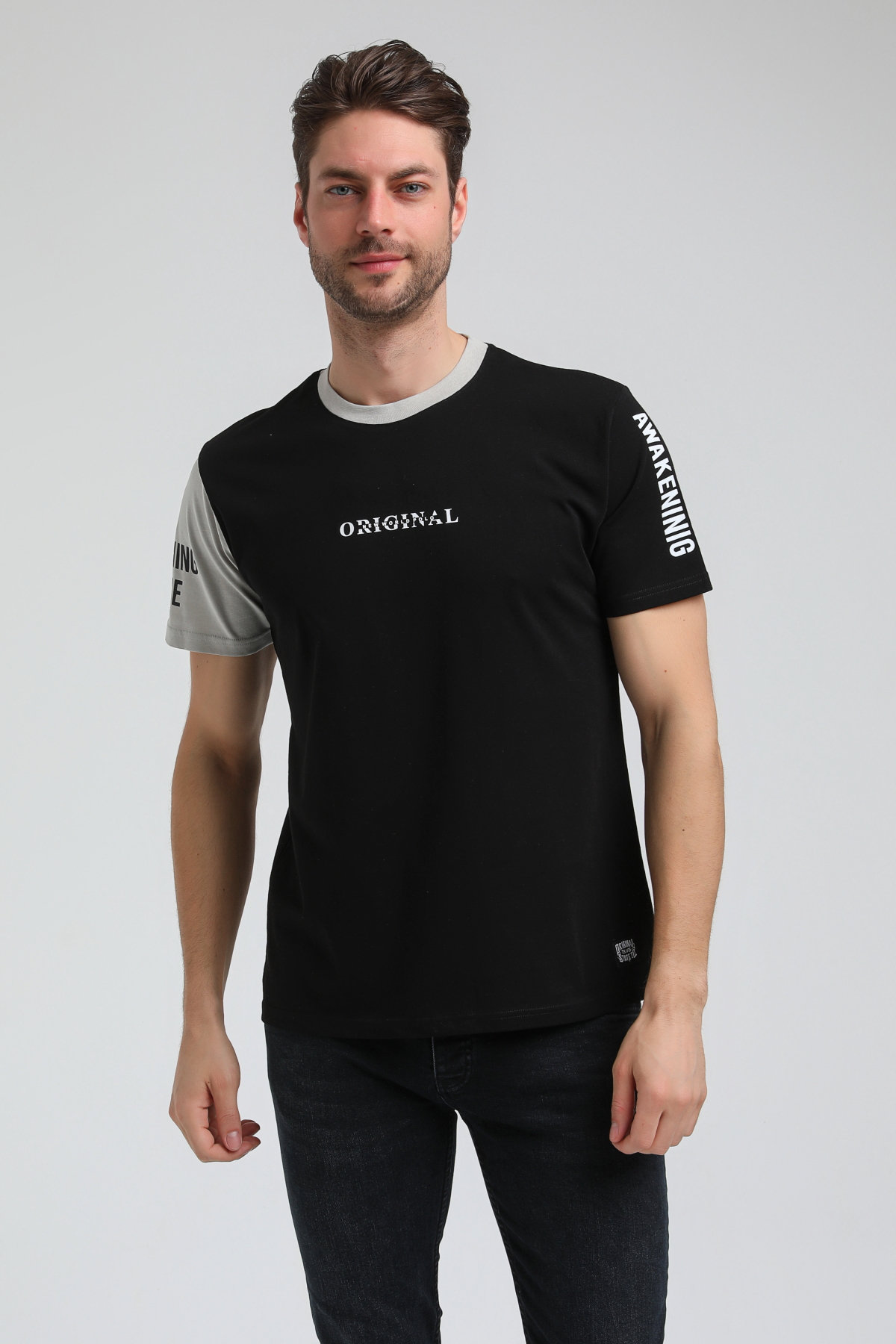 New World Polo Bisiklet Yaka Siyah Slim Fit Tişört 23SSM20317