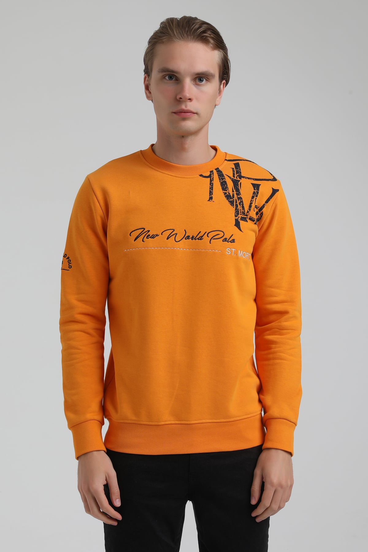 New World Polo Bisiklet Yaka Turuncu Regular Sweatshirt 22FWM60139