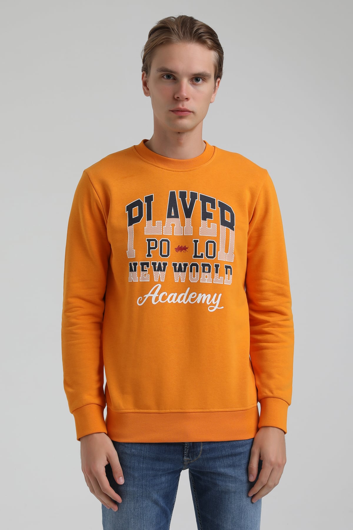 New World Polo Bisiklet Yaka Turuncu Regular Sweatshirt 22FWM60137
