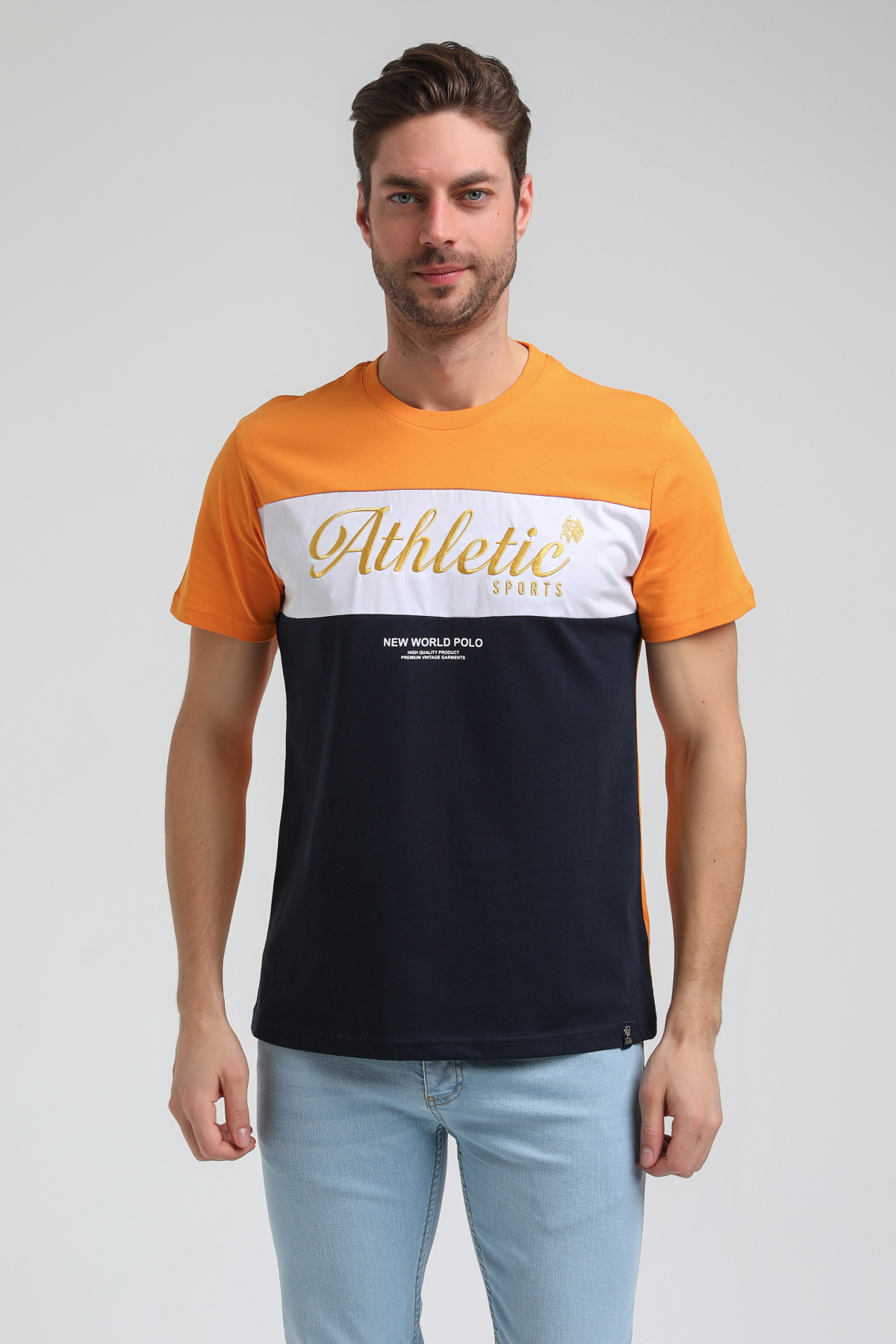 New World Polo Bisiklet Yaka Turuncu Slim Fit Tişört 23SSM20315