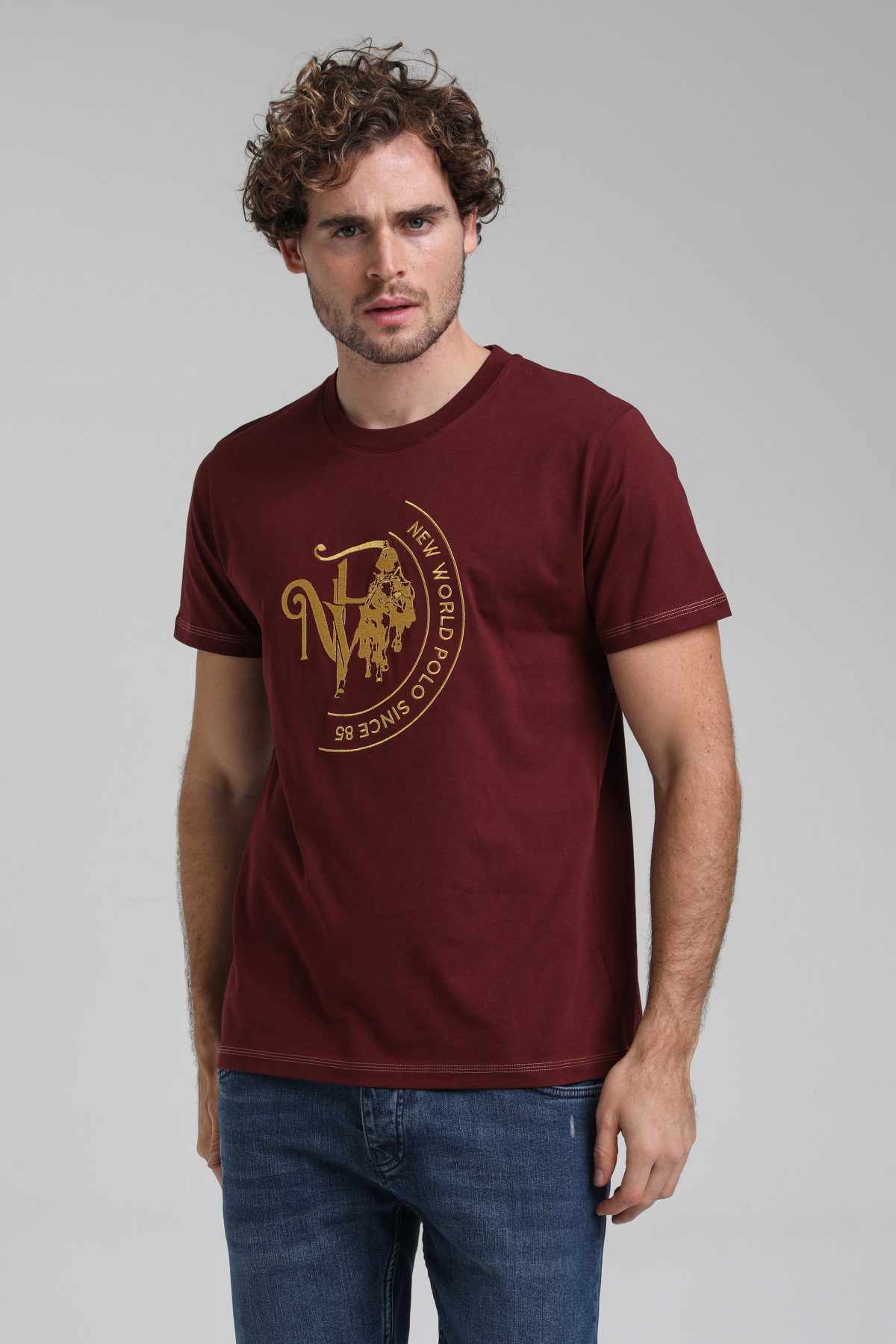 New World Polo Bisiklet Yaka Vişne Slim Fit Tişört 23SSM20293