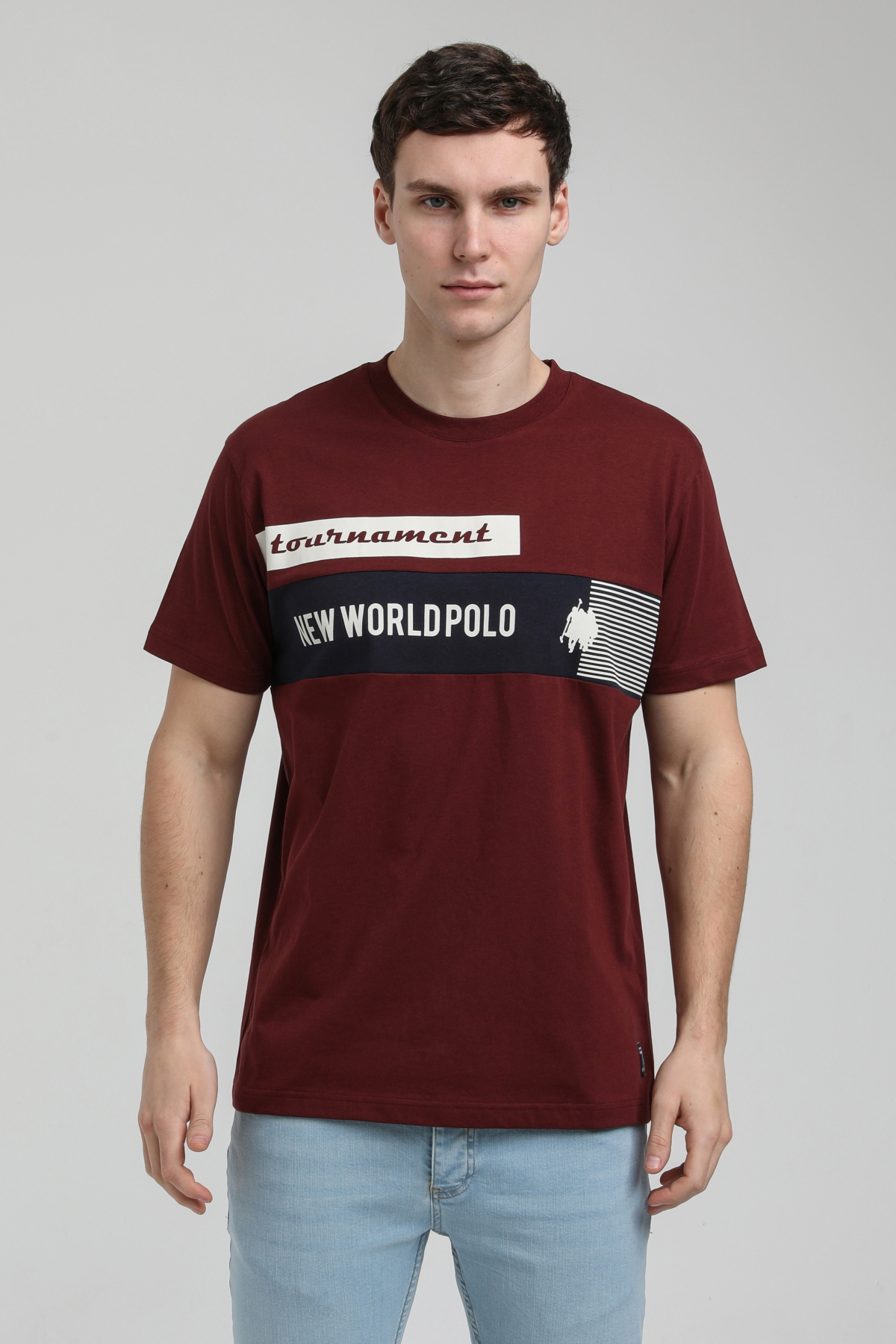 New World Polo Bisiklet Yaka Vişne Slim Fit Tişört 23SSM20325