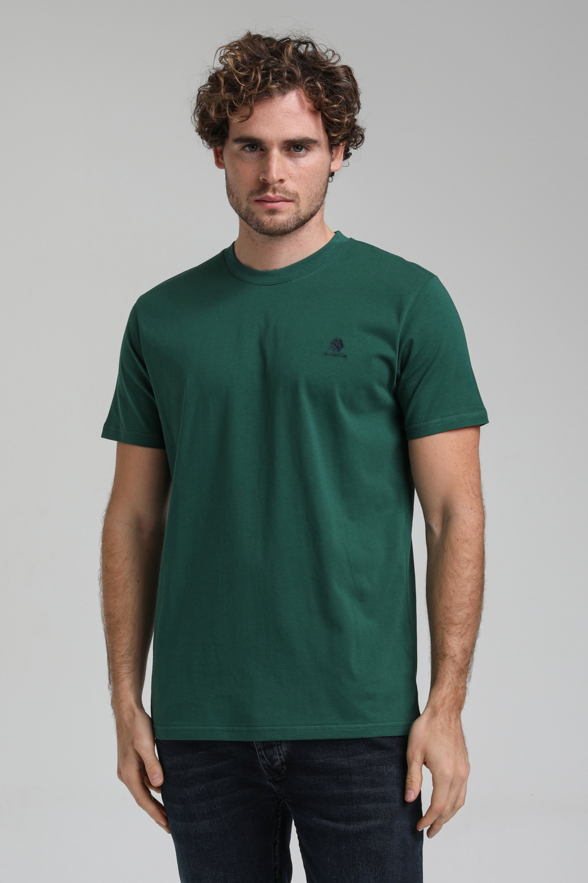 New World Polo Bisiklet Yaka Yeşil Regular Custom Tişört 23SSM20311
