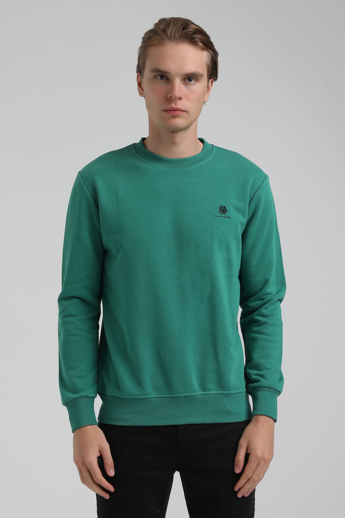 New World Polo Bisiklet Yaka Yeşil Regular Sweatshirt 22FWM60115