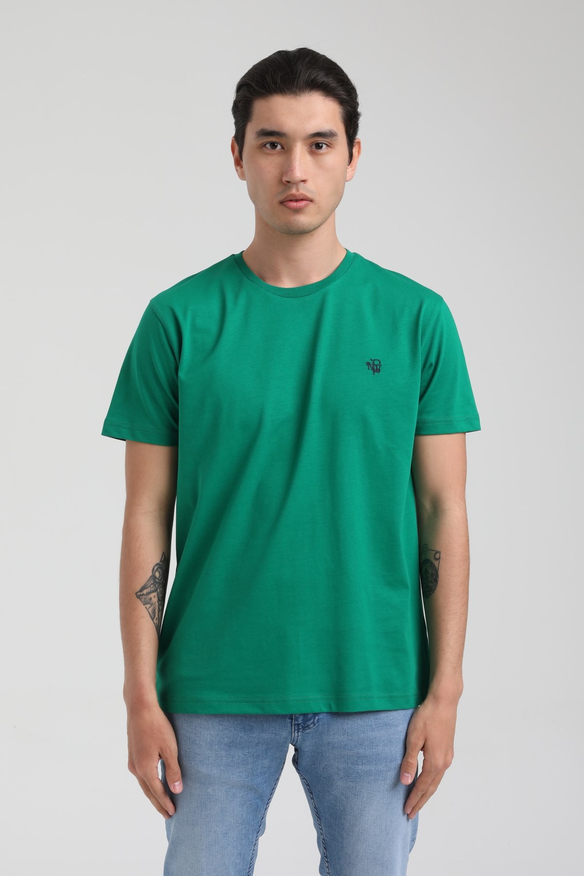 New World Polo Bisiklet Yaka Yeşil Slim Fit Tişört 22.01.T3.001