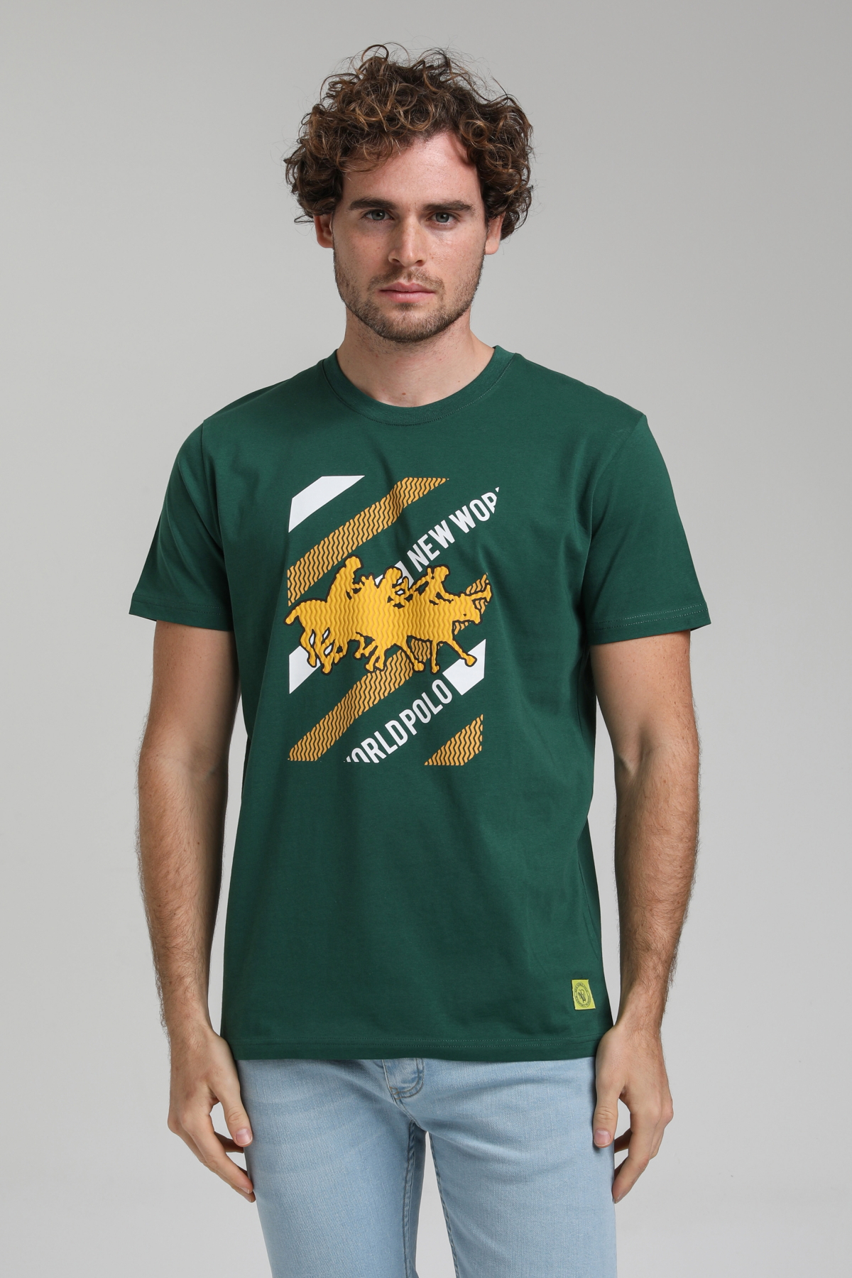New World Polo Bisiklet Yaka Yeşil Slim Fit Tişört 23SSM20296