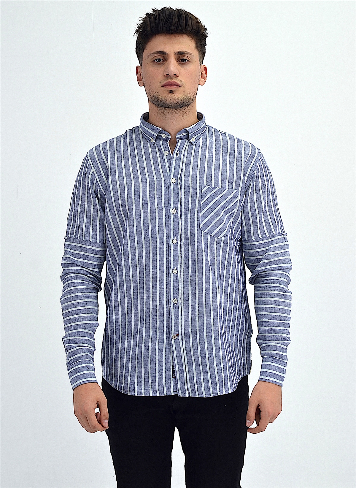 New World Polo Gömlek Lacivert Regular Custom  30015
