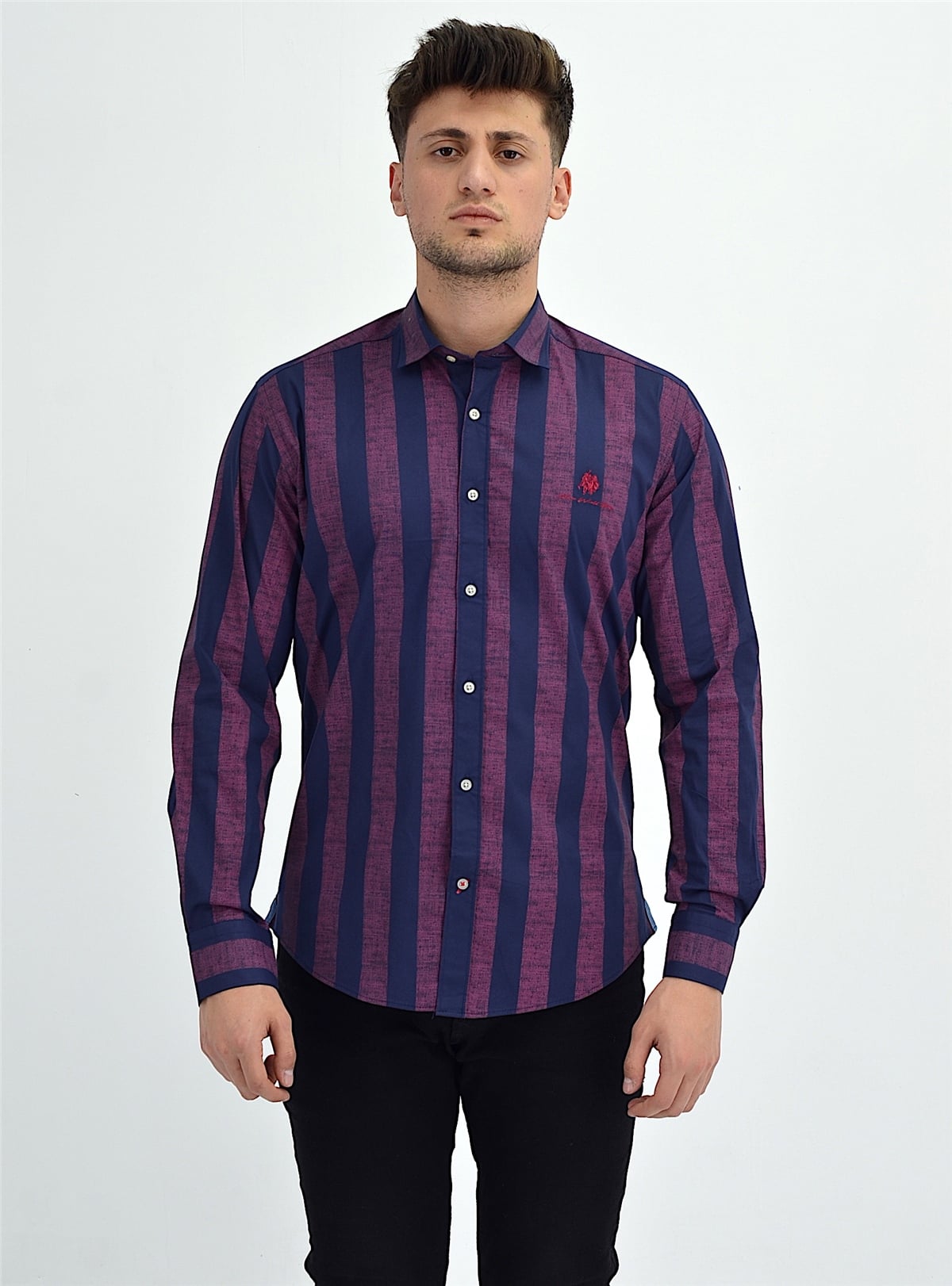 New World Polo Gömlek Mürdüm Slim Fit  30008
