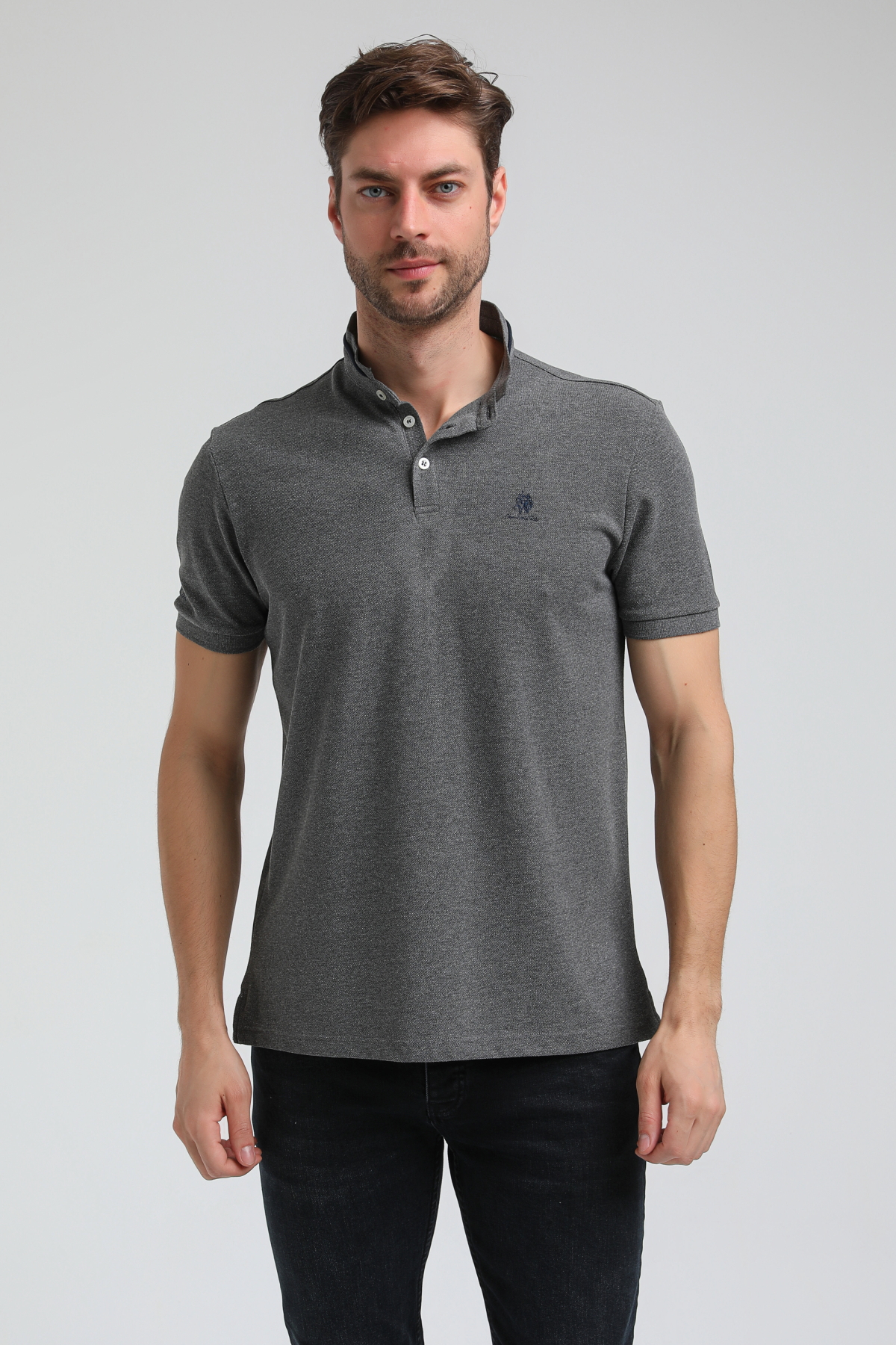 New World Polo Hakim Yaka Gri Slim Fit Polo 23SSM10247