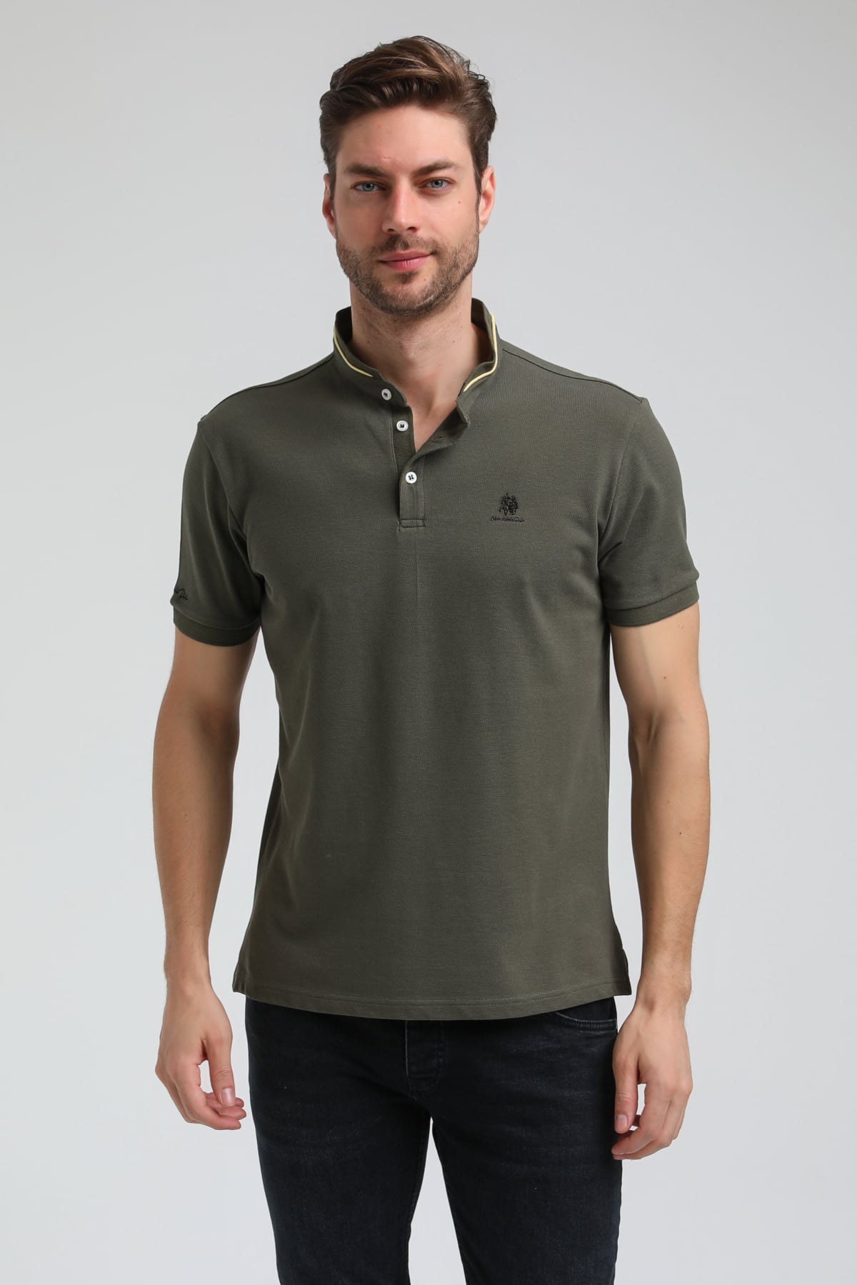 New World Polo Hakim Yaka Haki Slim Fit Polo 23SSM10247