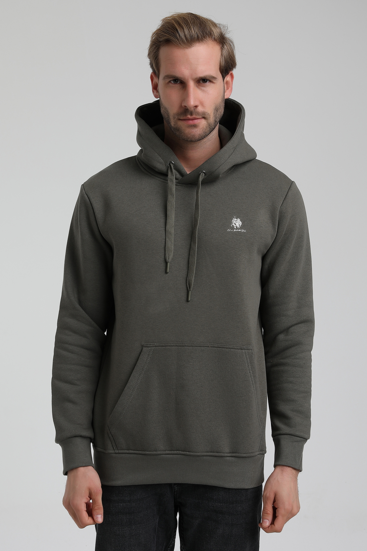 New World Polo Kapşonlu Haki Slim Fit Sweatshirt 22FWM64013