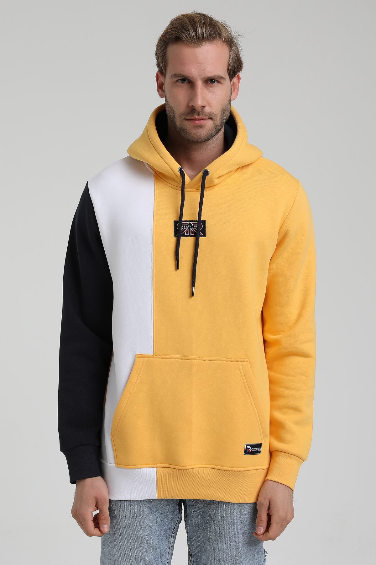 New World Polo Kapşonlu Hardal Slim Fit Sweatshirt 22FWM64033
