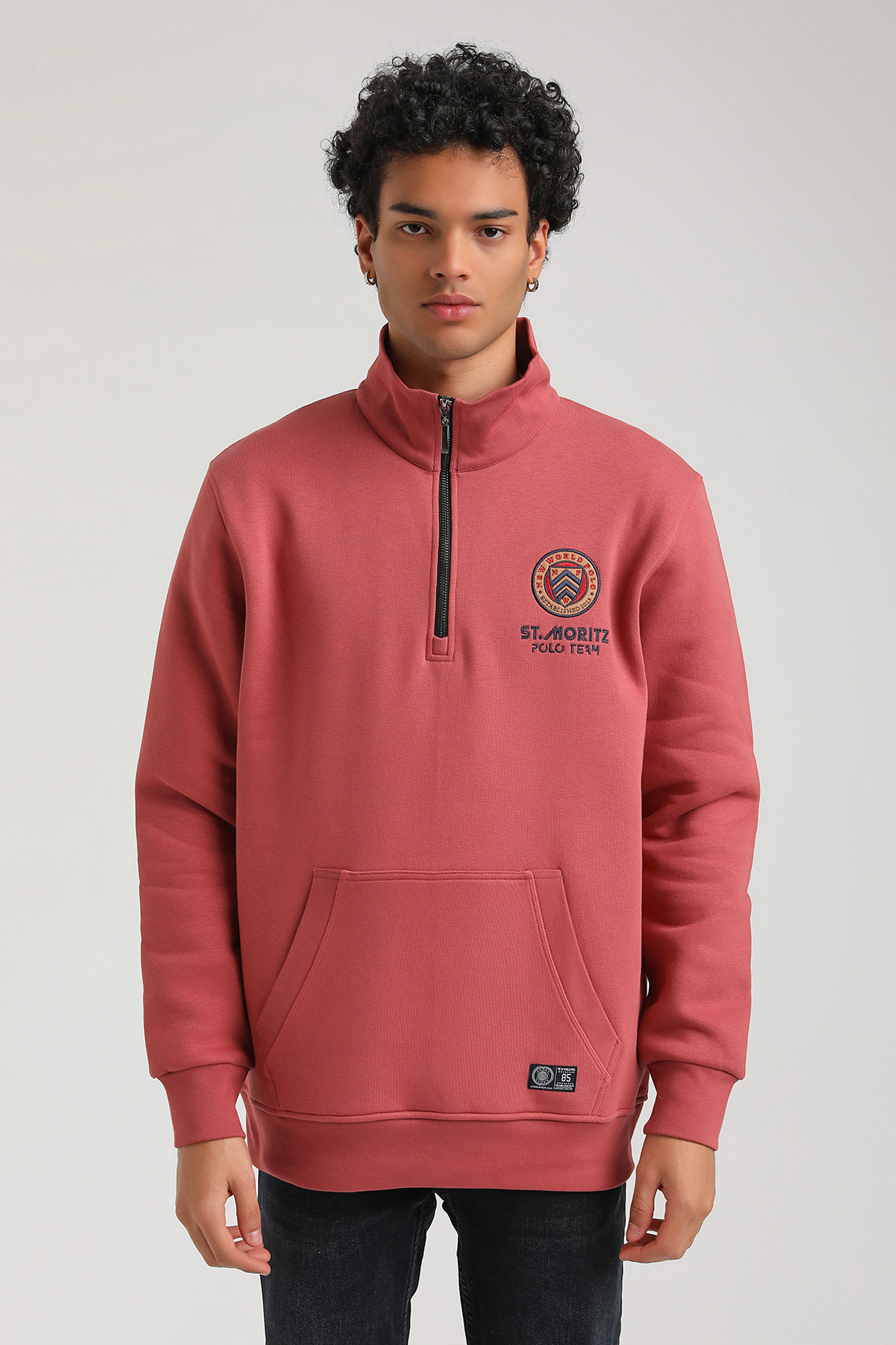New World Polo Kapşonlu Kestane Slim Fit Hoodie 23FWM64064