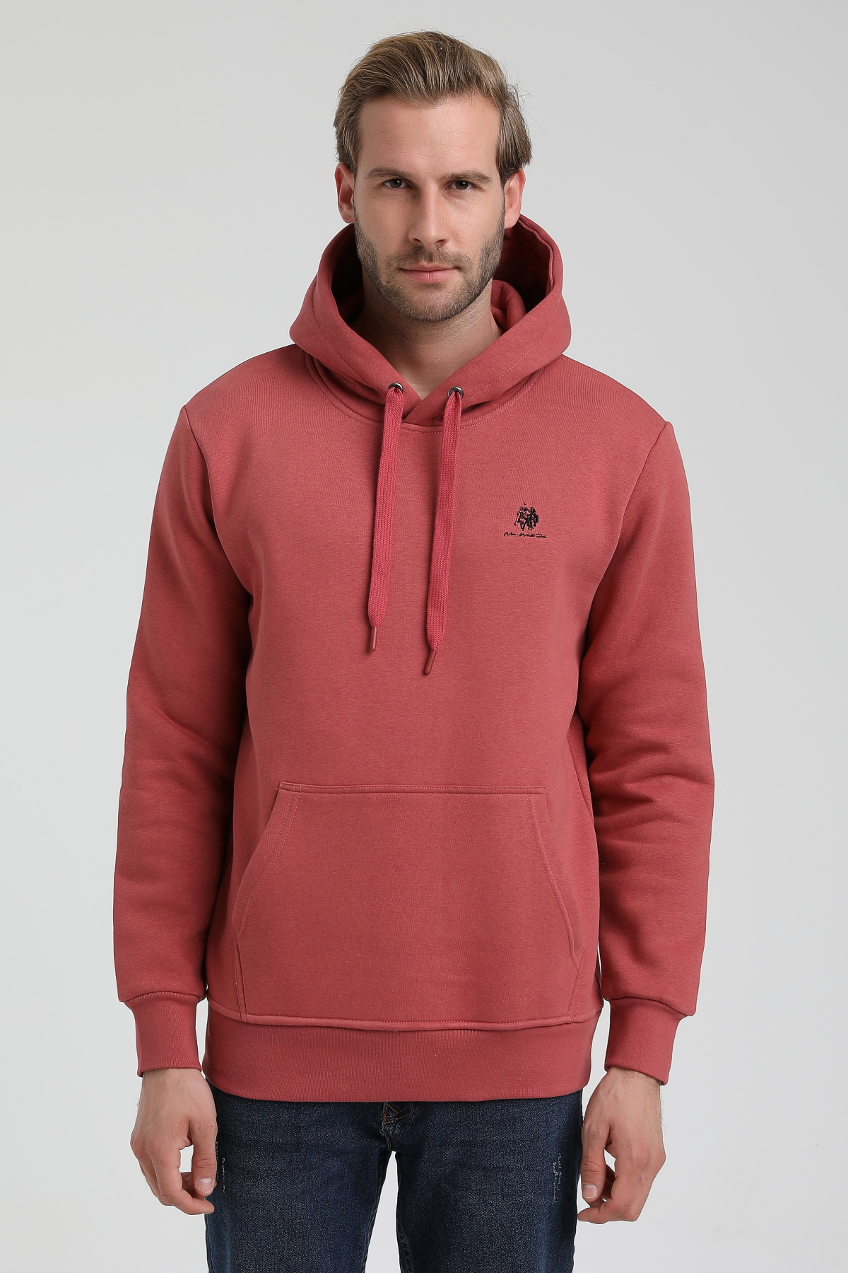 New World Polo Kapşonlu Kestane Slim Fit Sweatshirt 22FWM64013