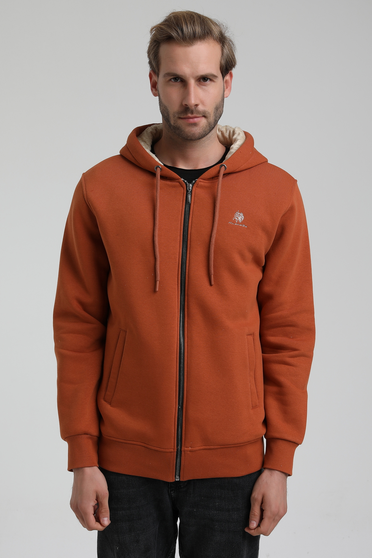 New World Polo Kapşonlu Kiremit Slim Fit Sweatshirt 22FWM64040