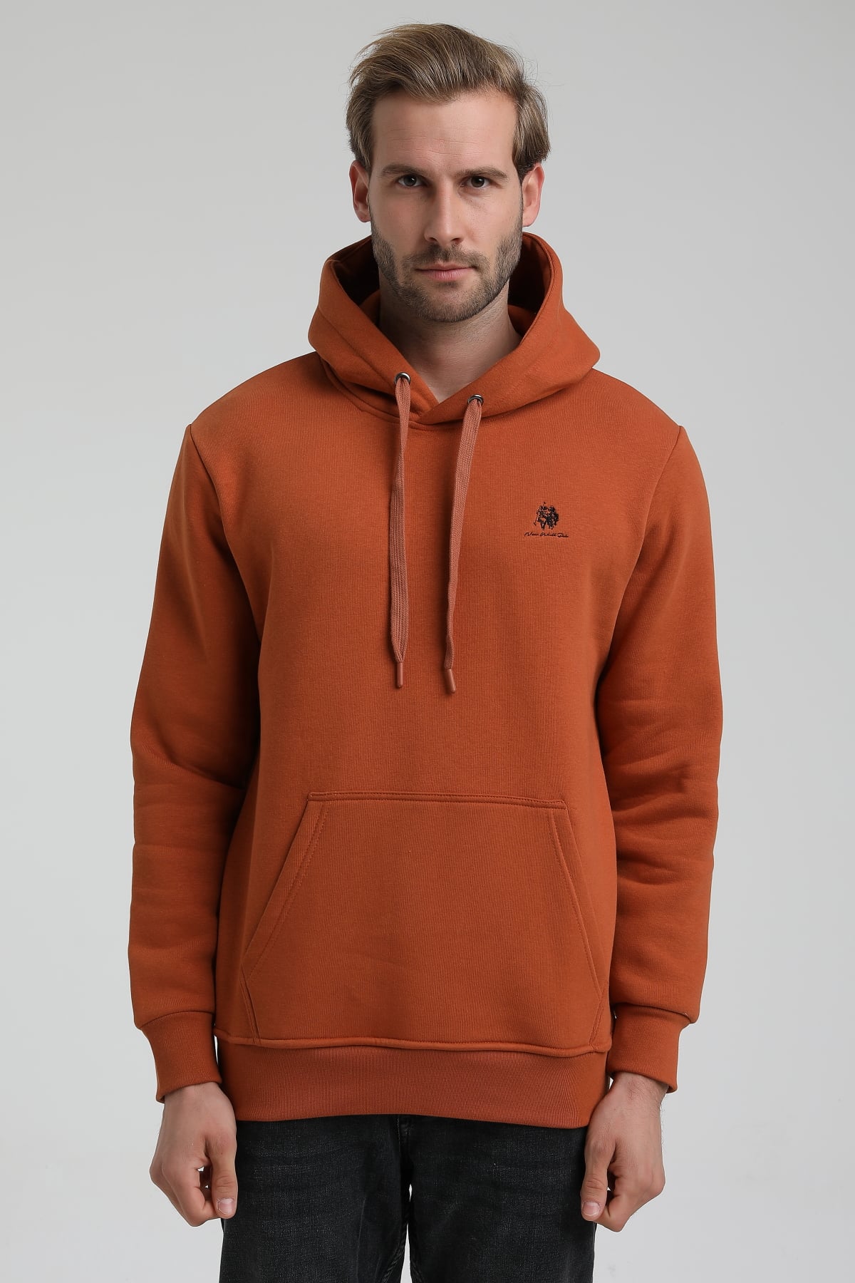 New World Polo Kapşonlu Kiremit Slim Fit Sweatshirt 22FWM64013