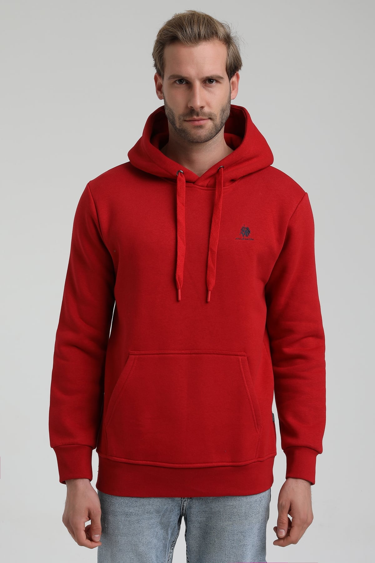 New World Polo Kapşonlu Kırmızı Slim Fit Sweatshirt 22FWM64013