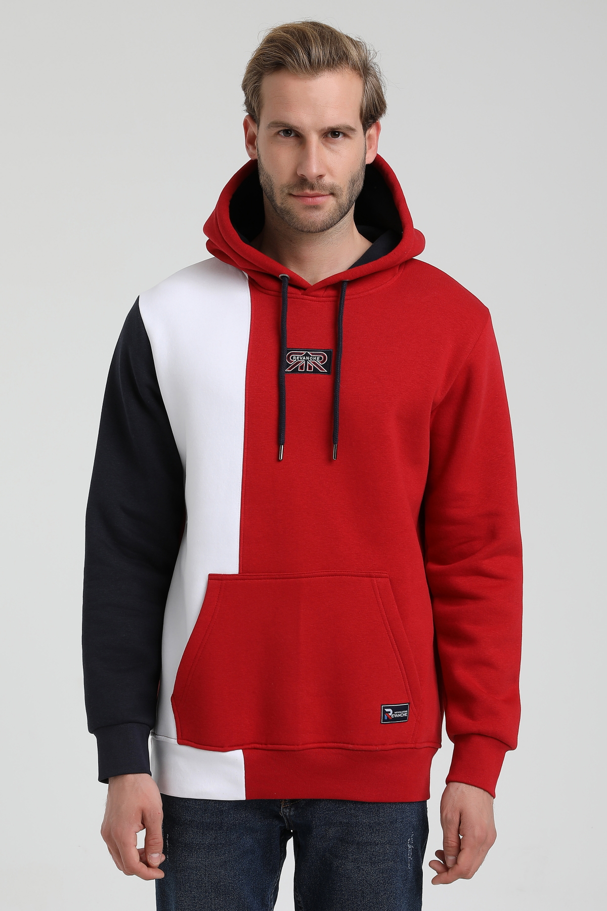 New World Polo Kapşonlu Kırmızı Slim Fit Sweatshirt 22FWM64033
