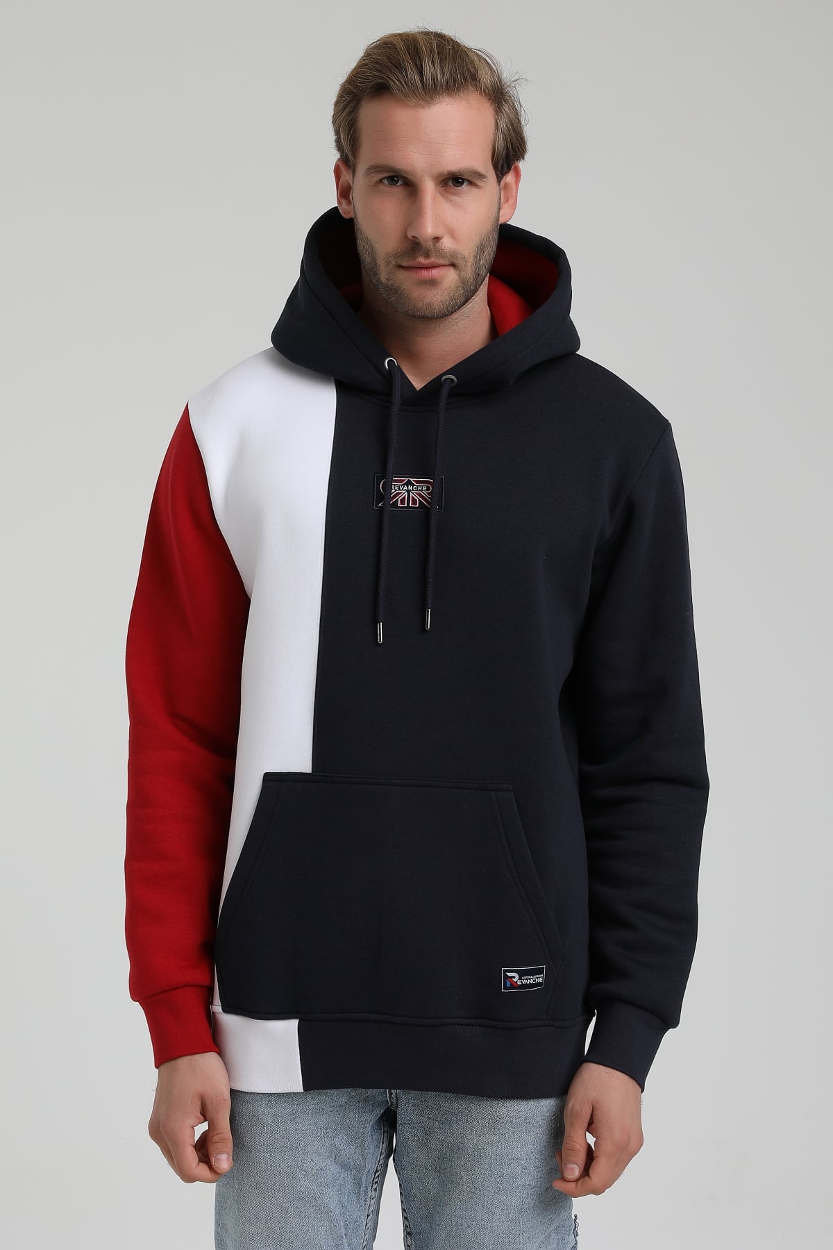 New World Polo Kapşonlu Lacivert Slim Fit Sweatshirt 22FWM64033