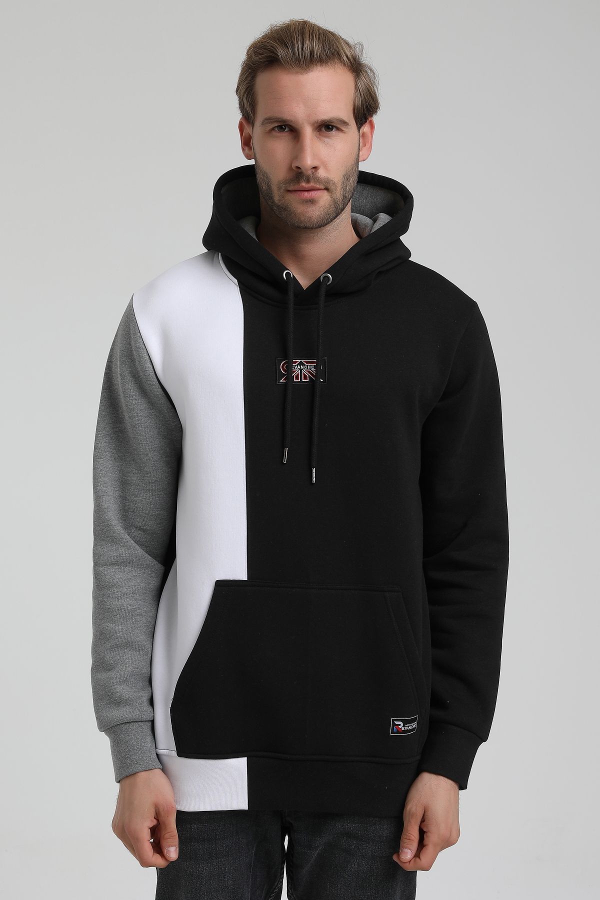 New World Polo Kapşonlu Siyah Slim Fit Sweatshirt 22FWM64033
